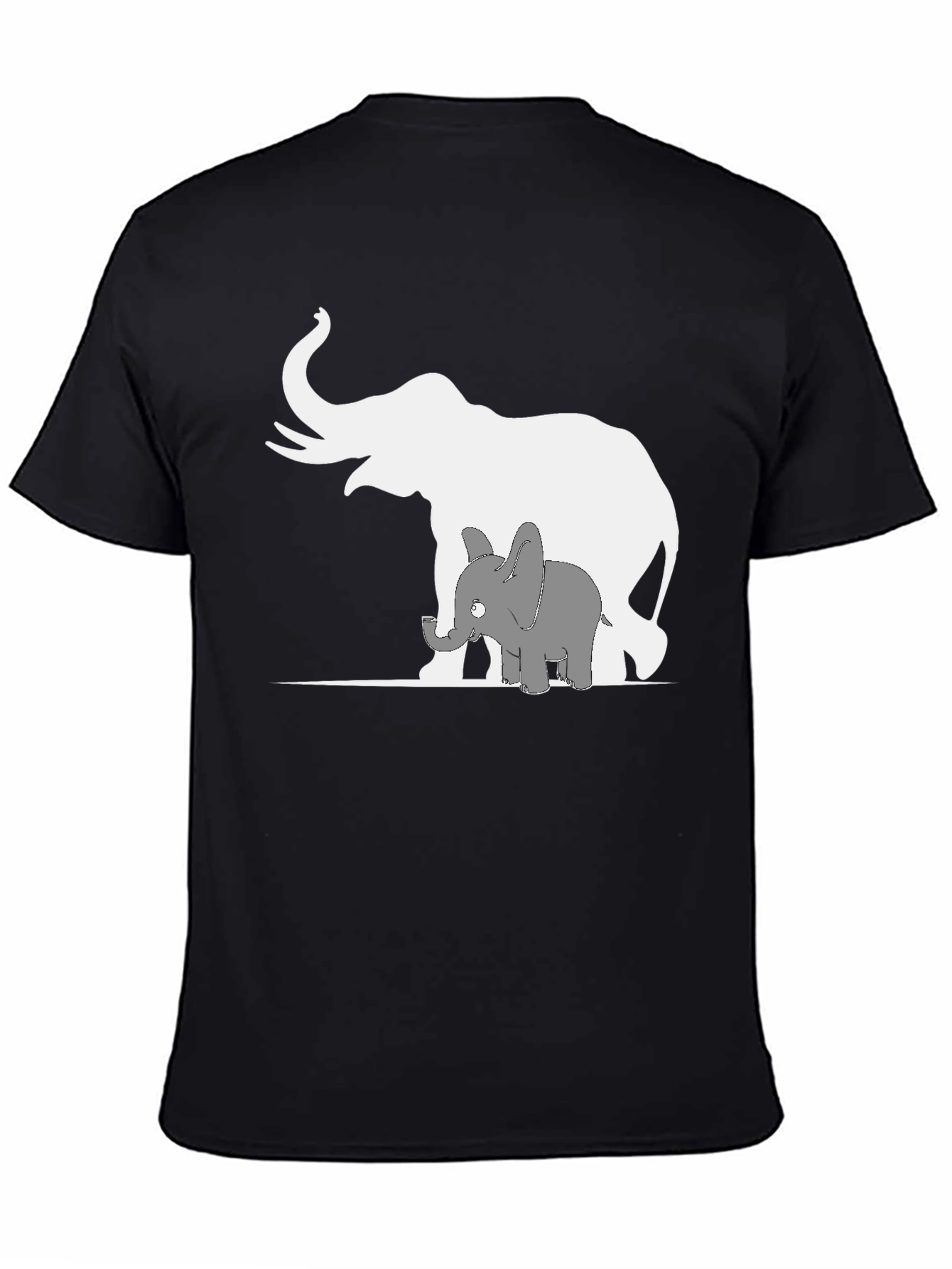 Elephant Family Graphic Tee - Black Cotton T-Shirt