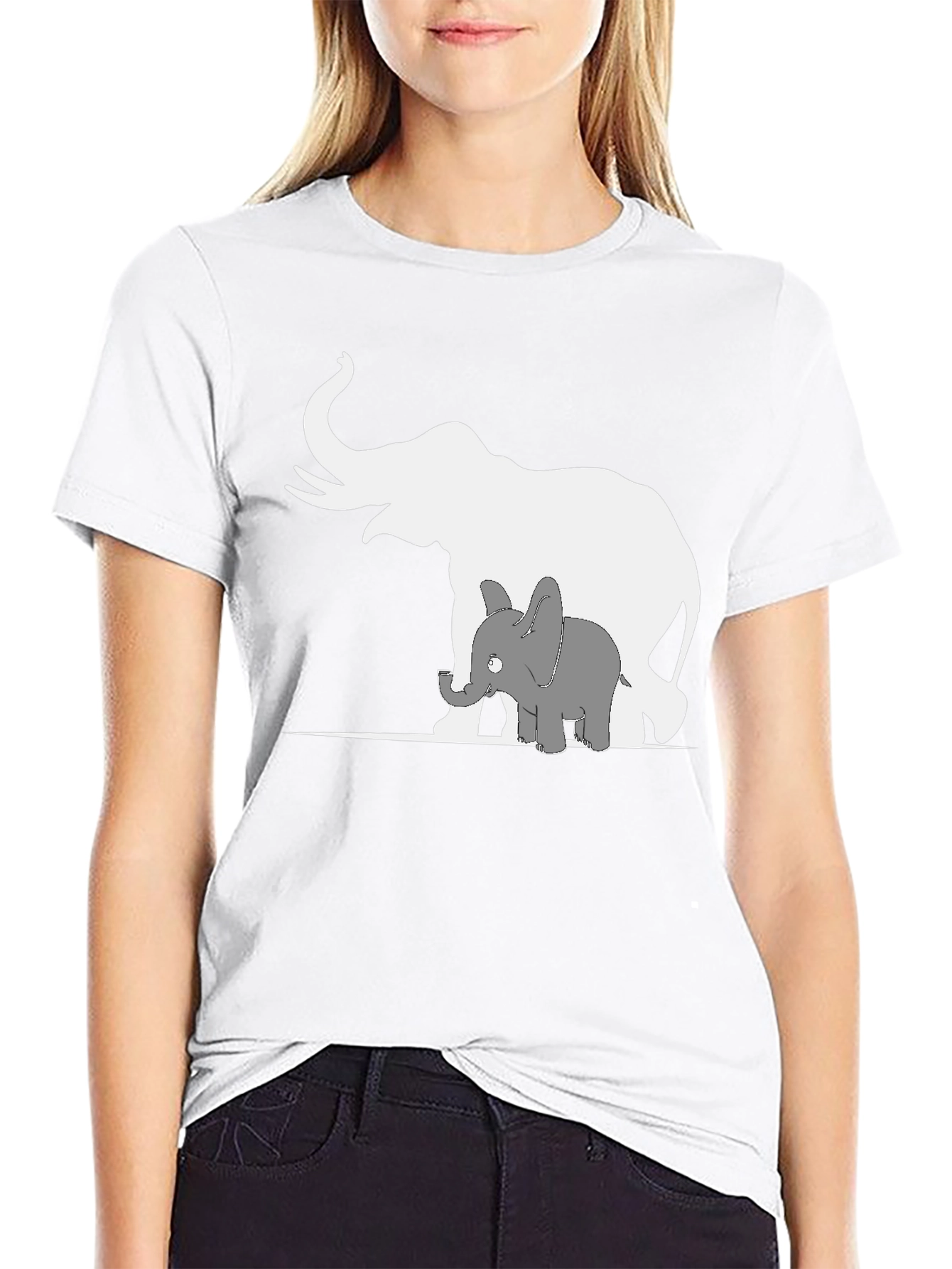 Elephant Family Graphic Tee - Black Cotton T-Shirt
