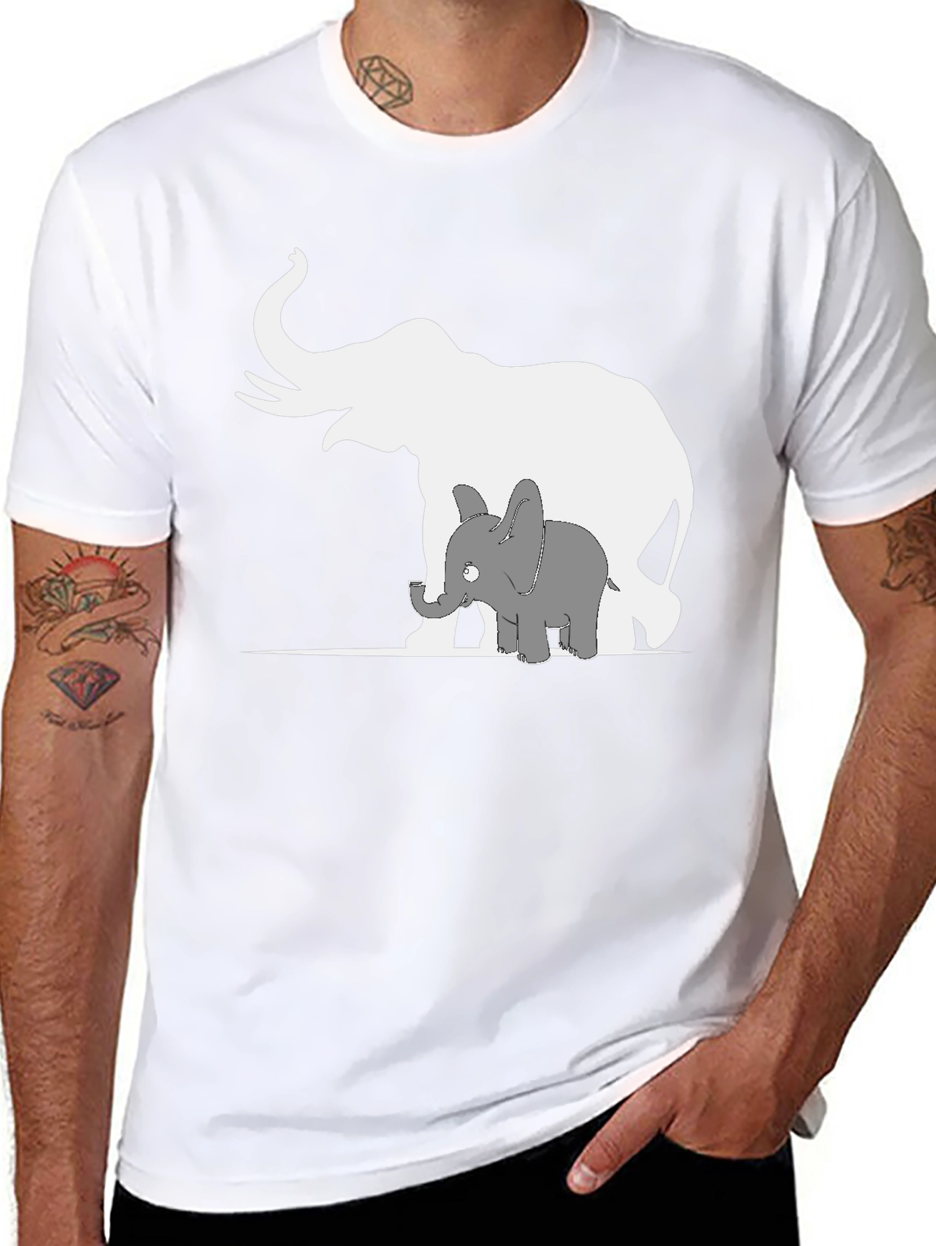 Elephant Family Graphic Tee - Black Cotton T-Shirt