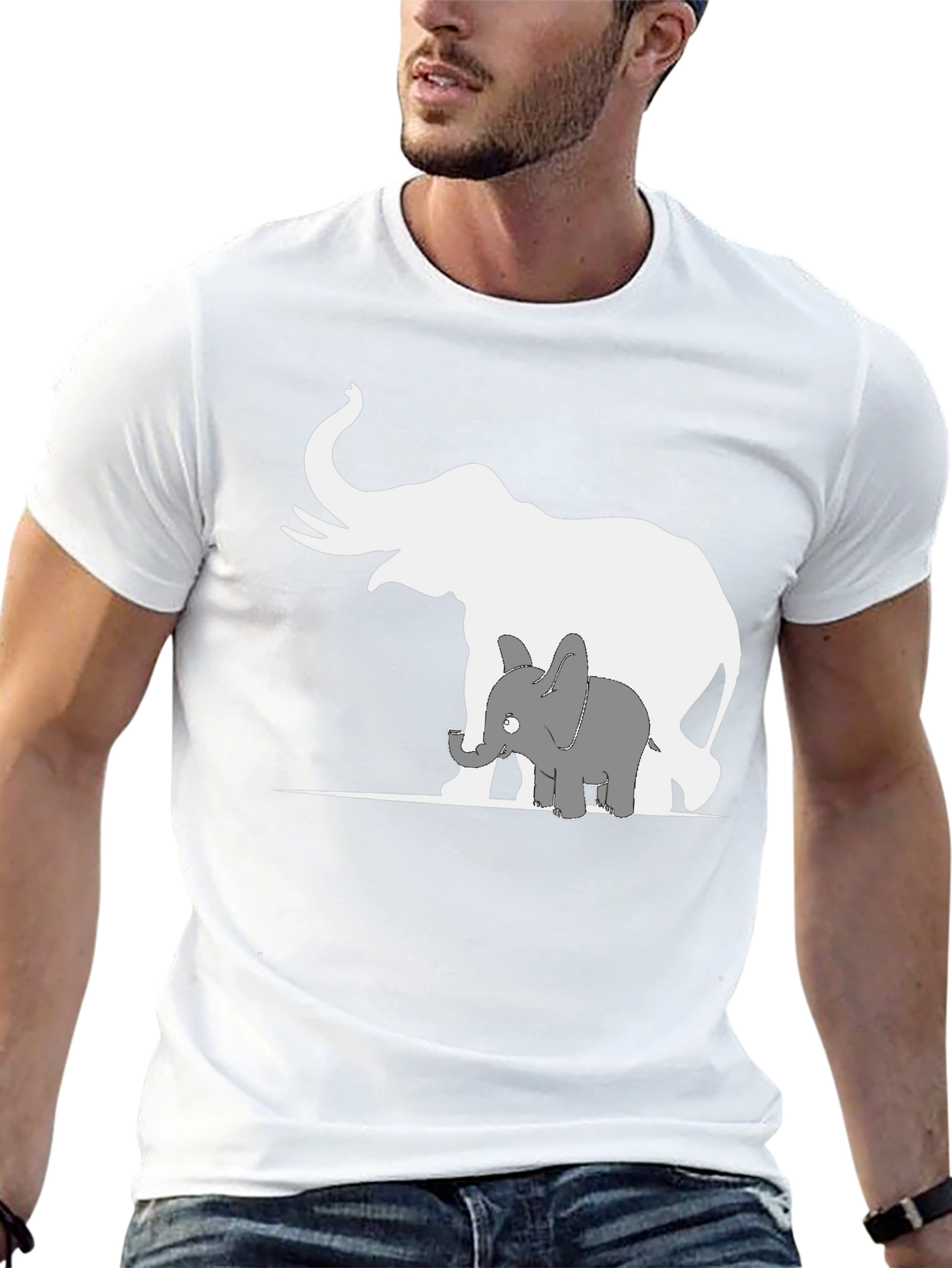 Elephant Family Graphic Tee - Black Cotton T-Shirt