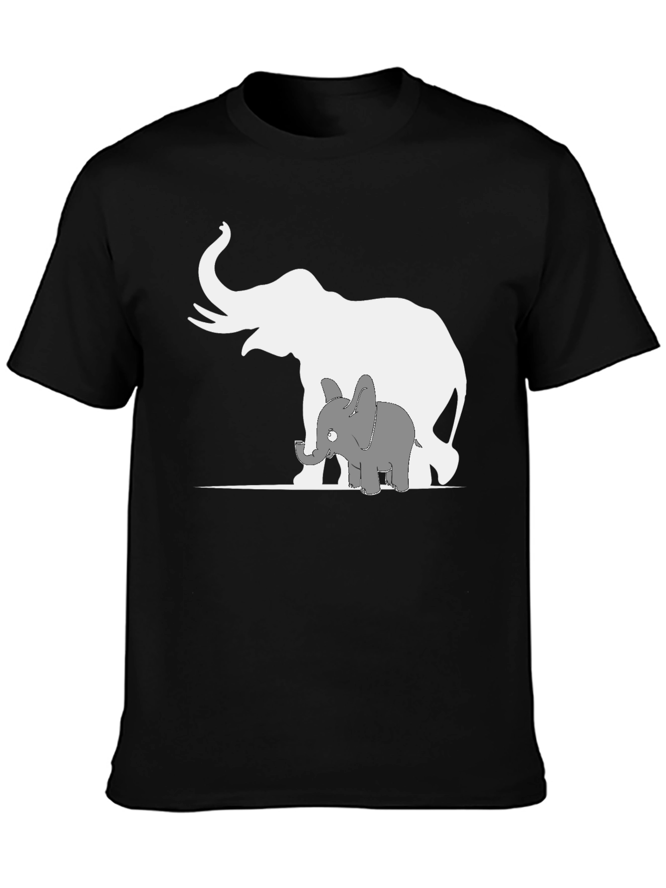 Elephant Family Graphic Tee - Black Cotton T-Shirt