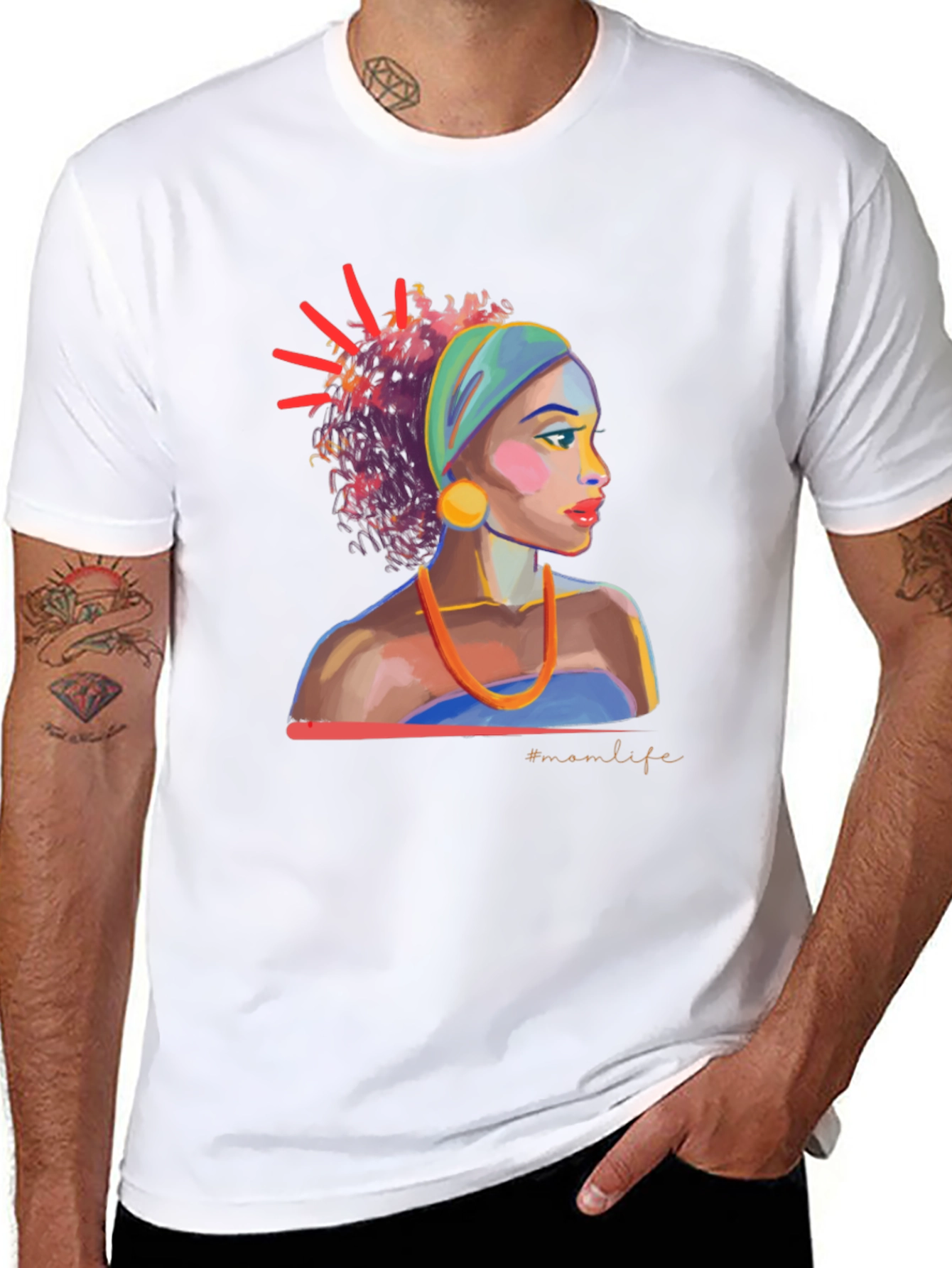 Stylish Black T-Shirt with Woman Portrait