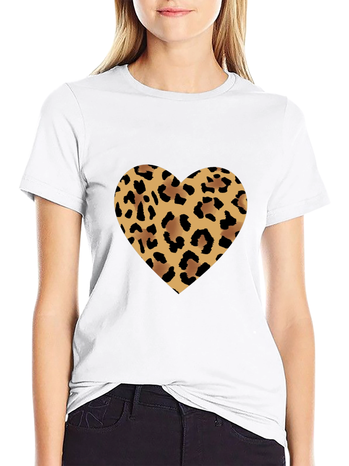 Leopard Heart Tee - Stylish Graphic T-Shirt