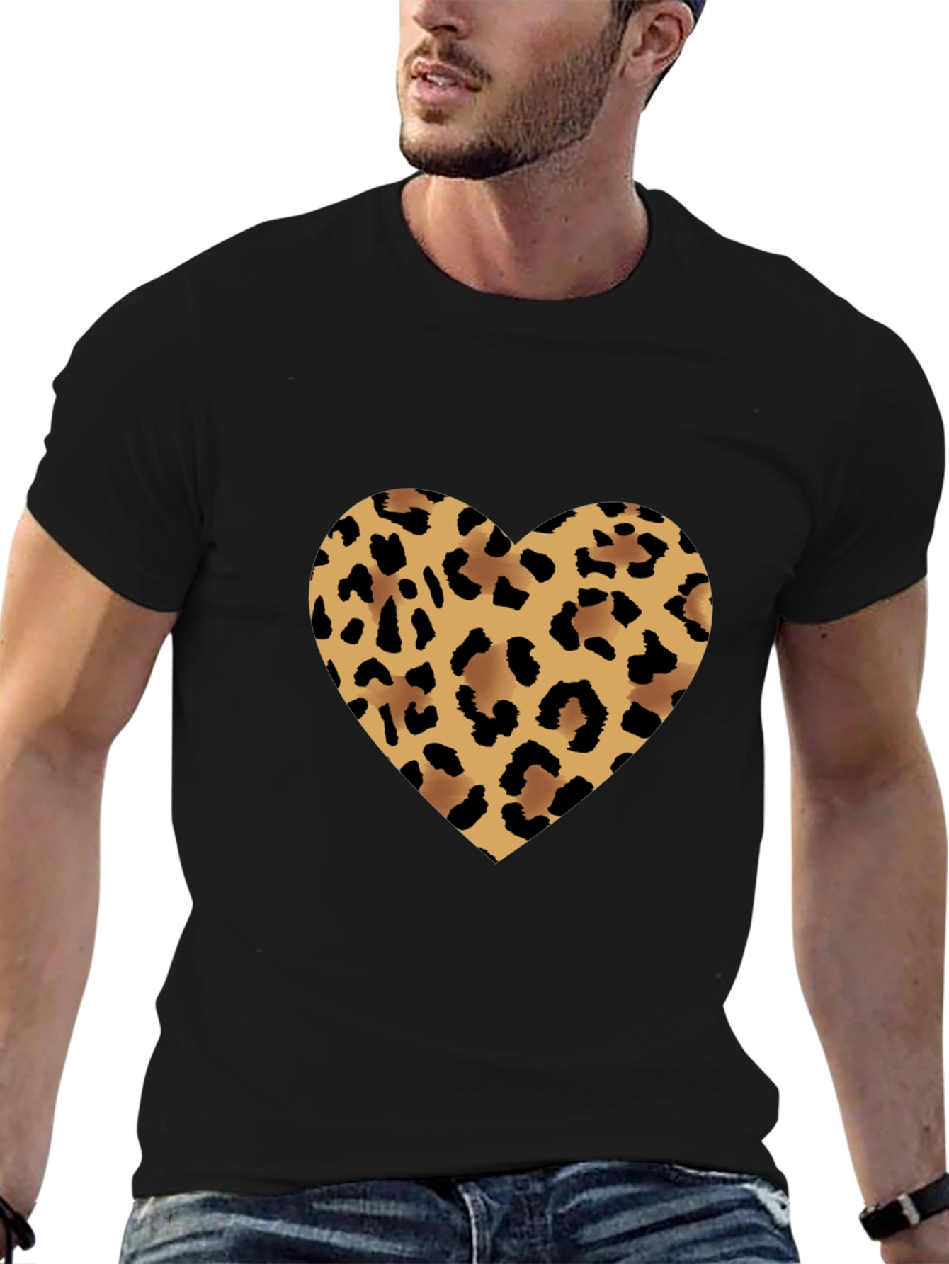 Leopard Heart Tee - Stylish Graphic T-Shirt