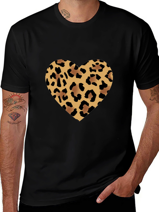 Leopard Heart Tee - Stylish Graphic T-Shirt