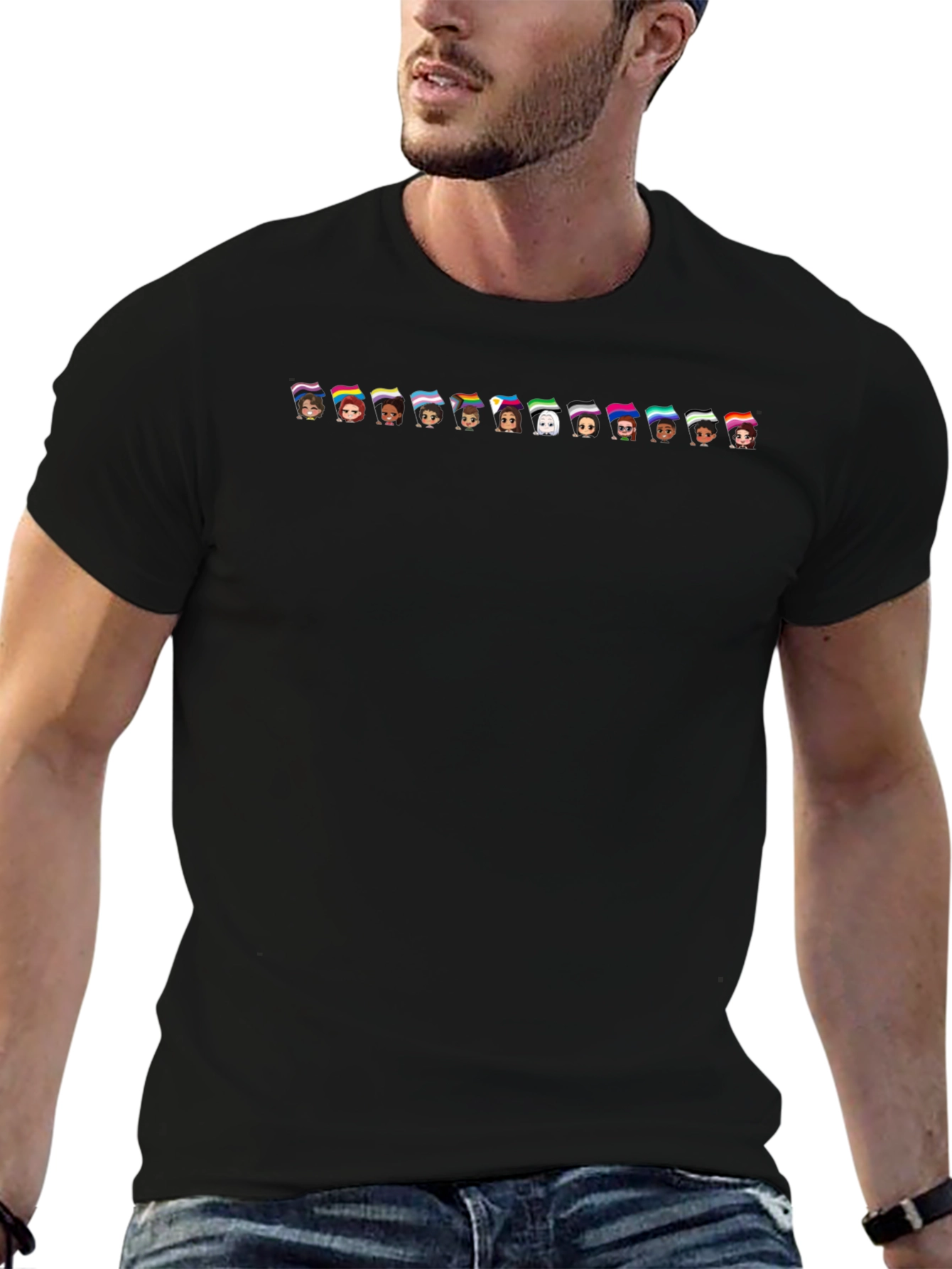 Pride Flags Faces Graphic T-Shirt