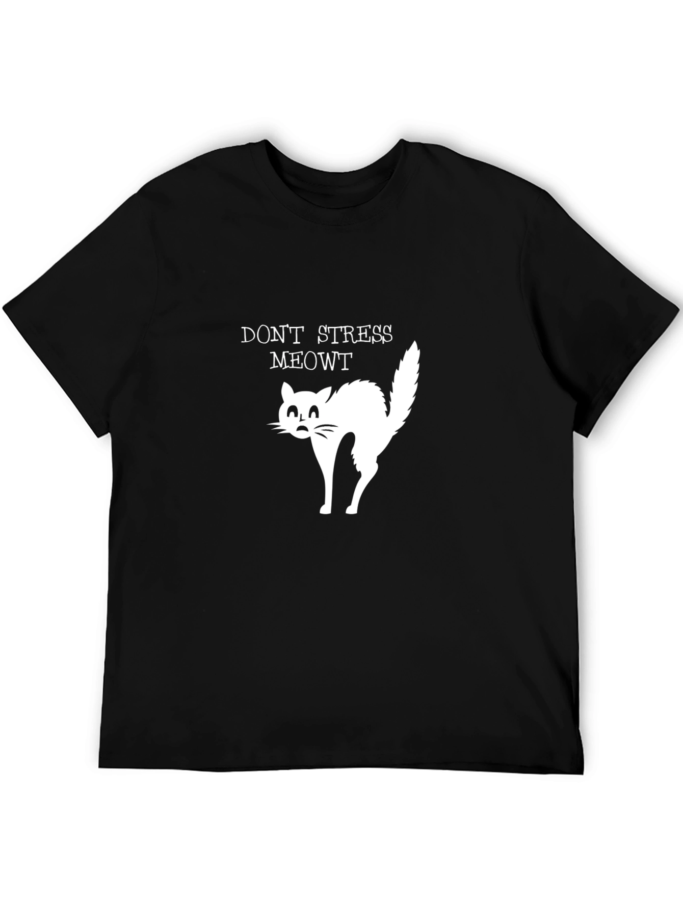 Dont Stress Meowt T-Shirt - Black Cotton Cat Tee