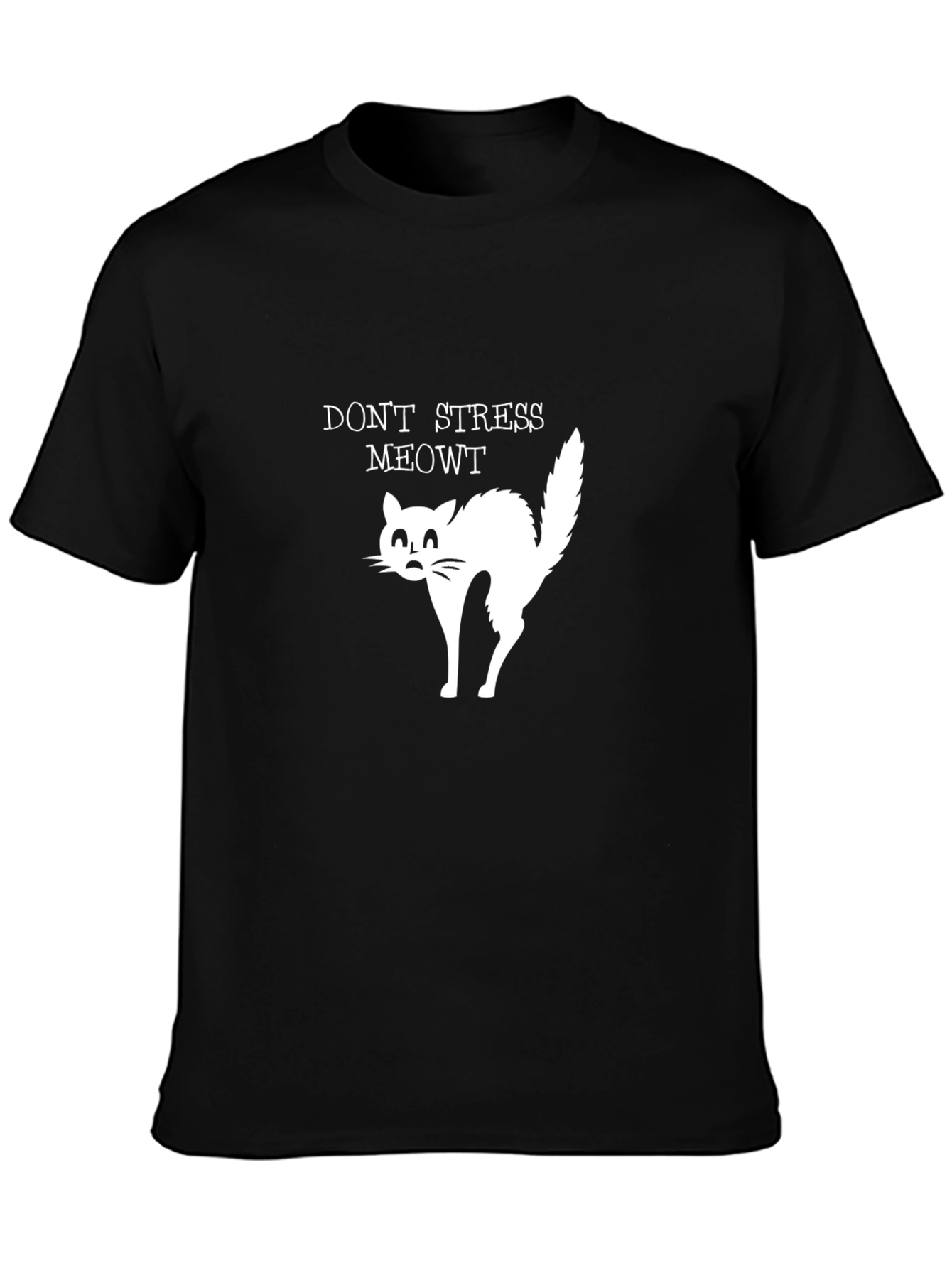 Dont Stress Meowt T-Shirt - Black Cotton Cat Tee