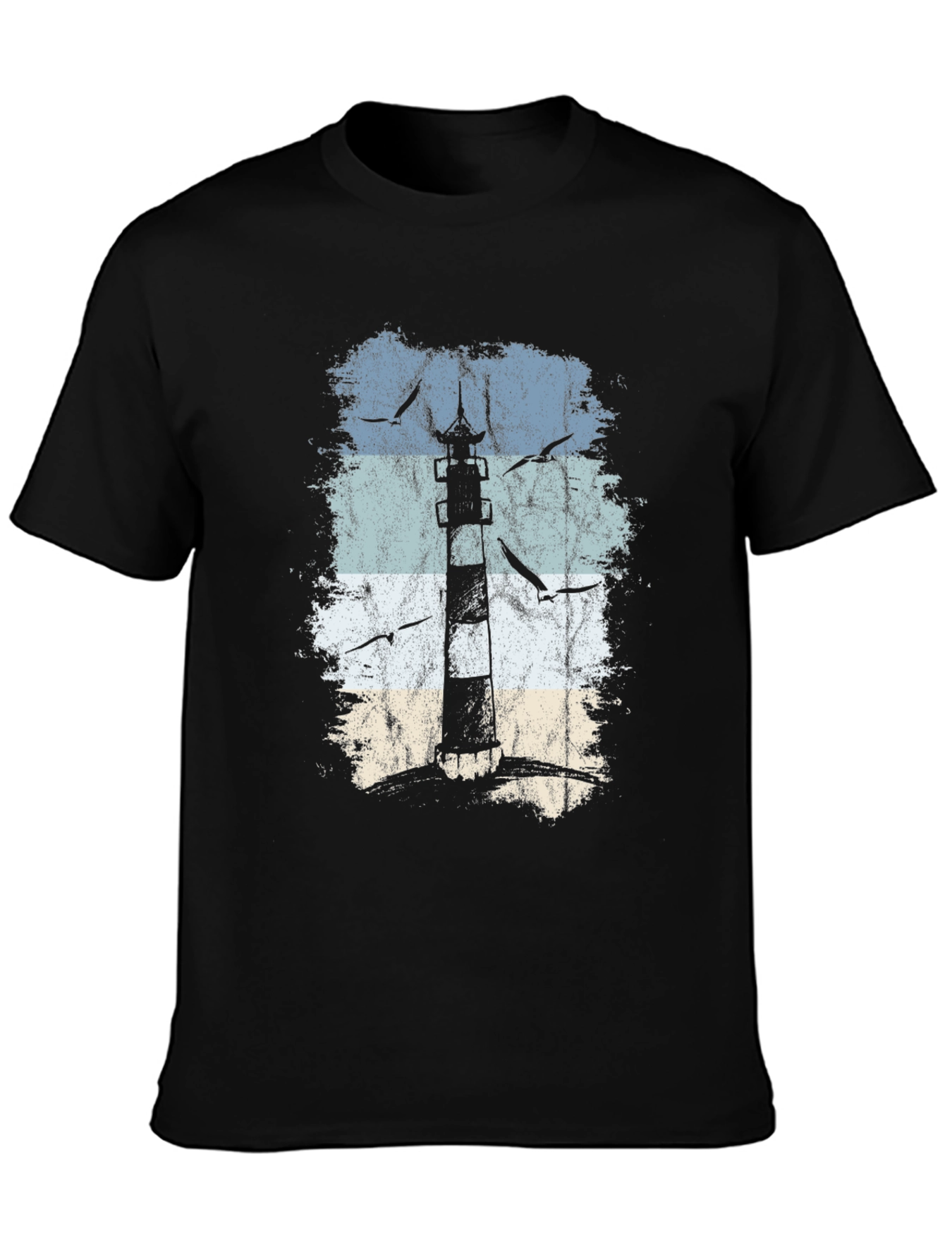 Lighthouse Graphic Black T-Shirt - Coastal Design