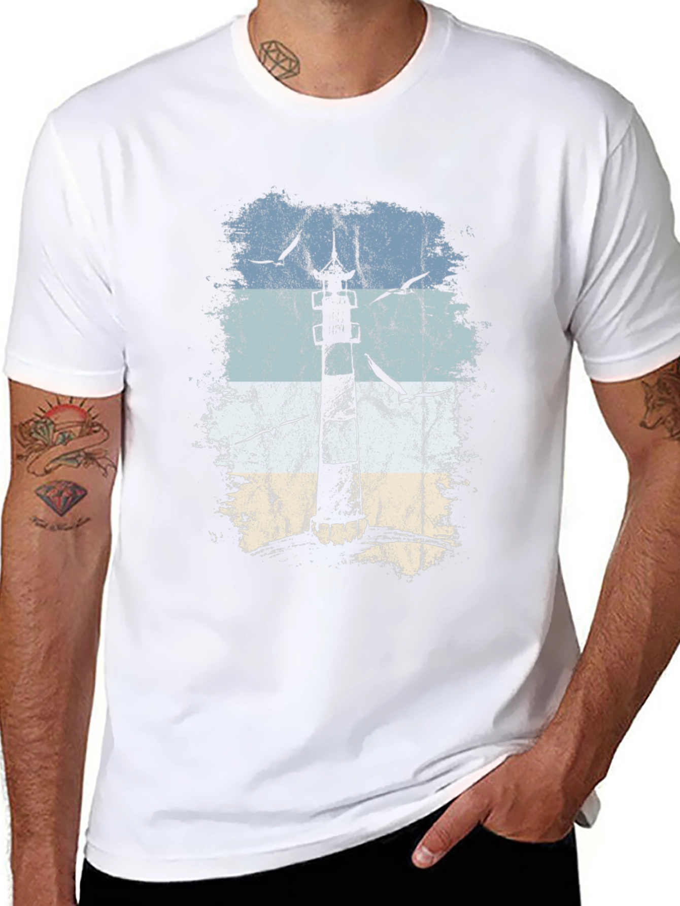 Lighthouse Graphic Black T-Shirt - Coastal Design