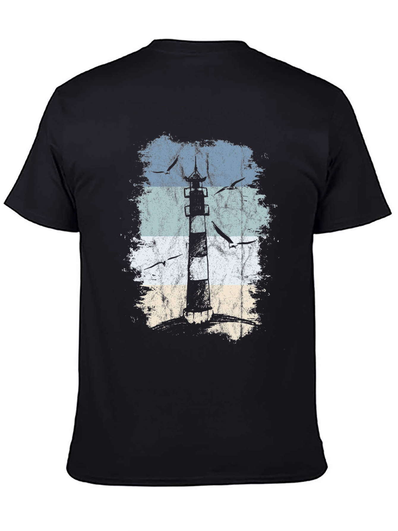 Lighthouse Graphic Black T-Shirt - Coastal Design