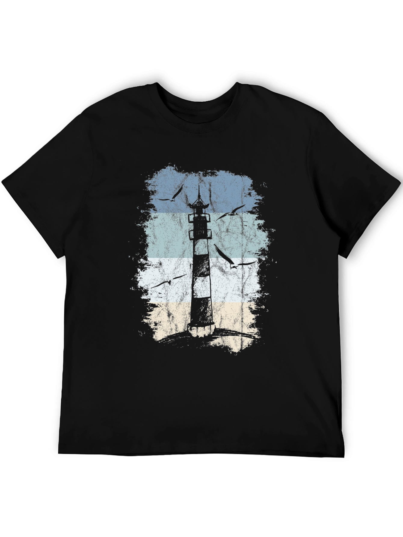 Lighthouse Graphic Black T-Shirt - Coastal Design
