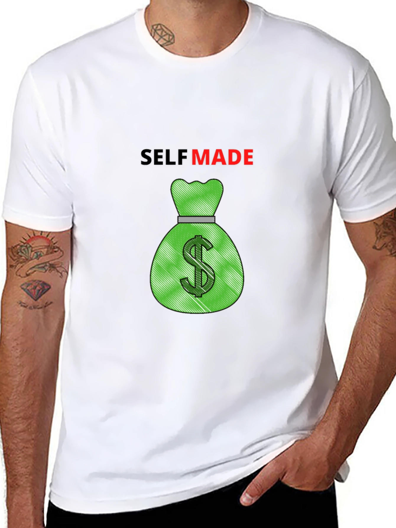 Self Made Money Bag Graphic Tee - Black