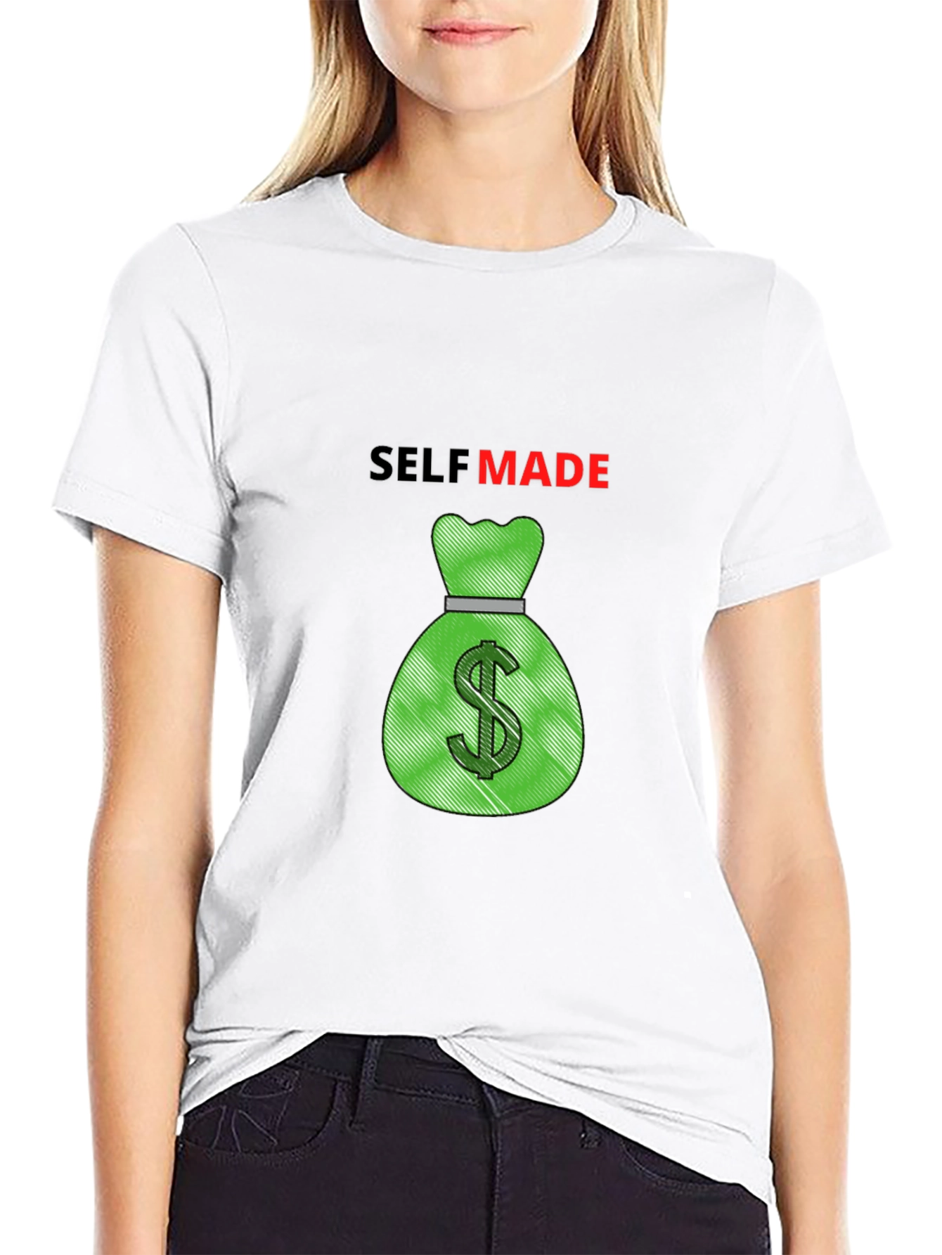 Self Made Money Bag Graphic Tee - Black