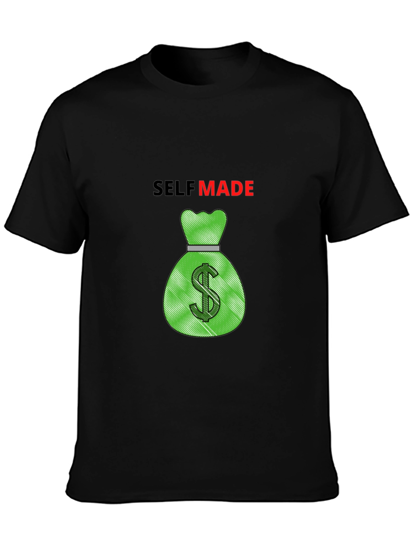 Self Made Money Bag Graphic Tee - Black