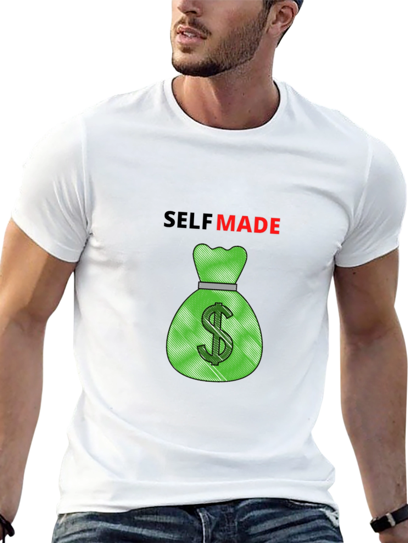 Self Made Money Bag Graphic Tee - Black