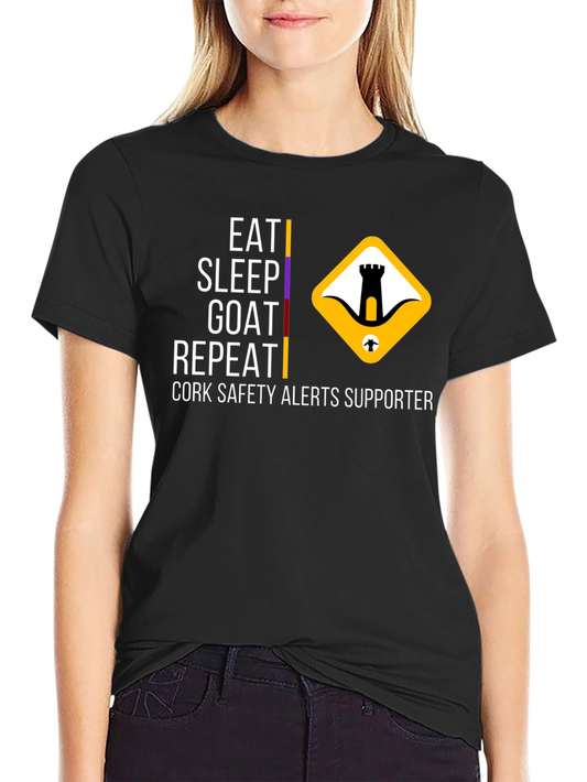 Eat Sleep Goat Repeat T-Shirt - Cork Safety Alerts Supporter