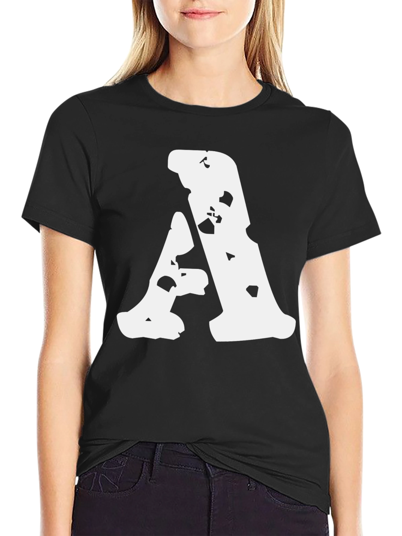 Grunge Letter A Black T-Shirt - Unique Design