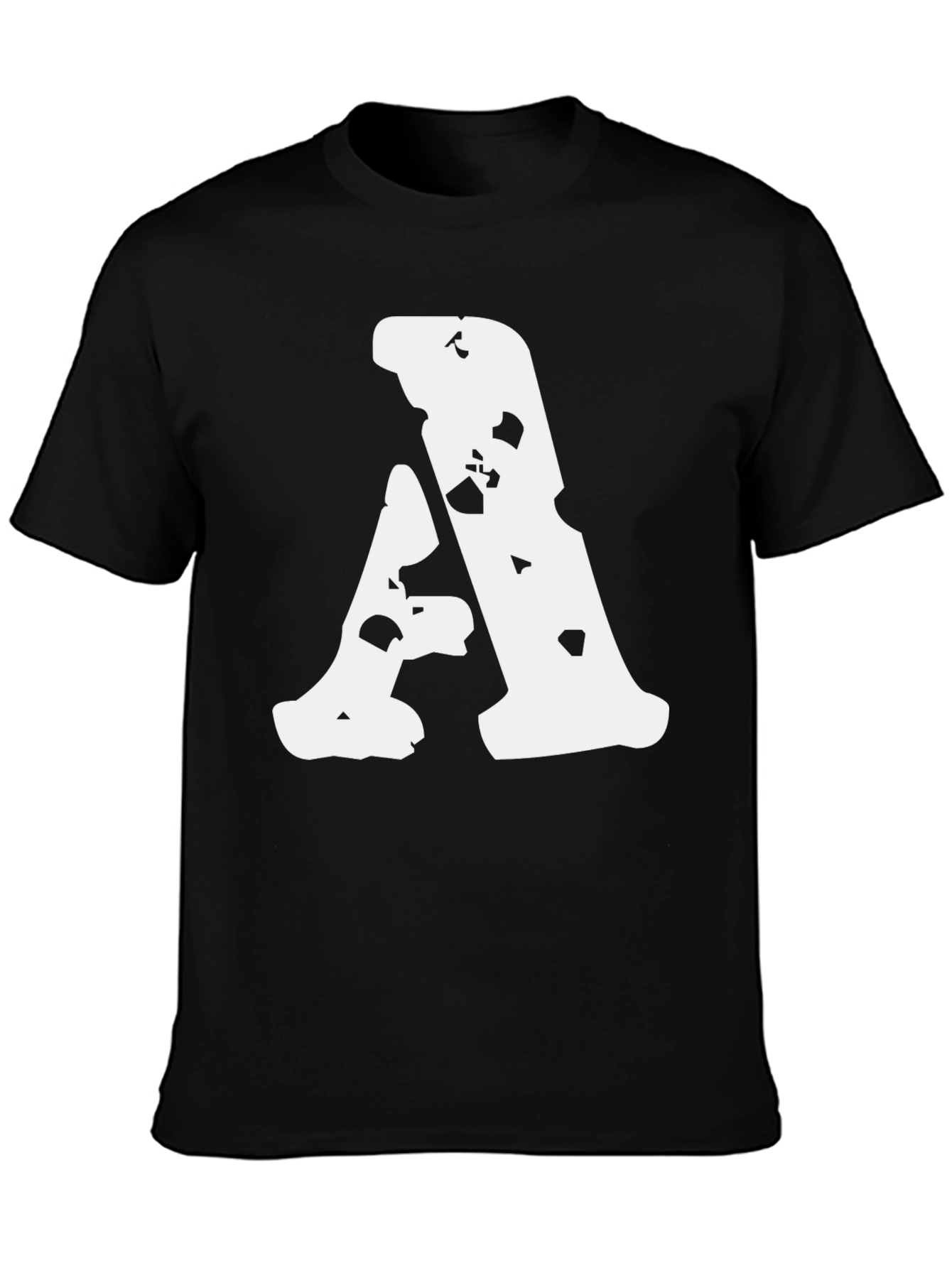 Grunge Letter A Black T-Shirt - Unique Design