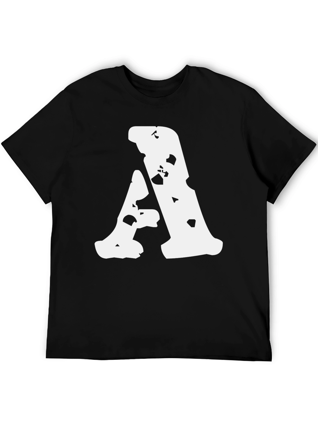 Grunge Letter A Black T-Shirt - Unique Design