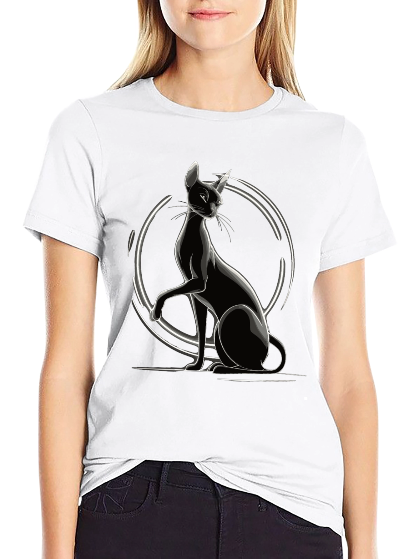 Sleek Black Cat Graphic Tee - Stylish Unisex T-Shirt