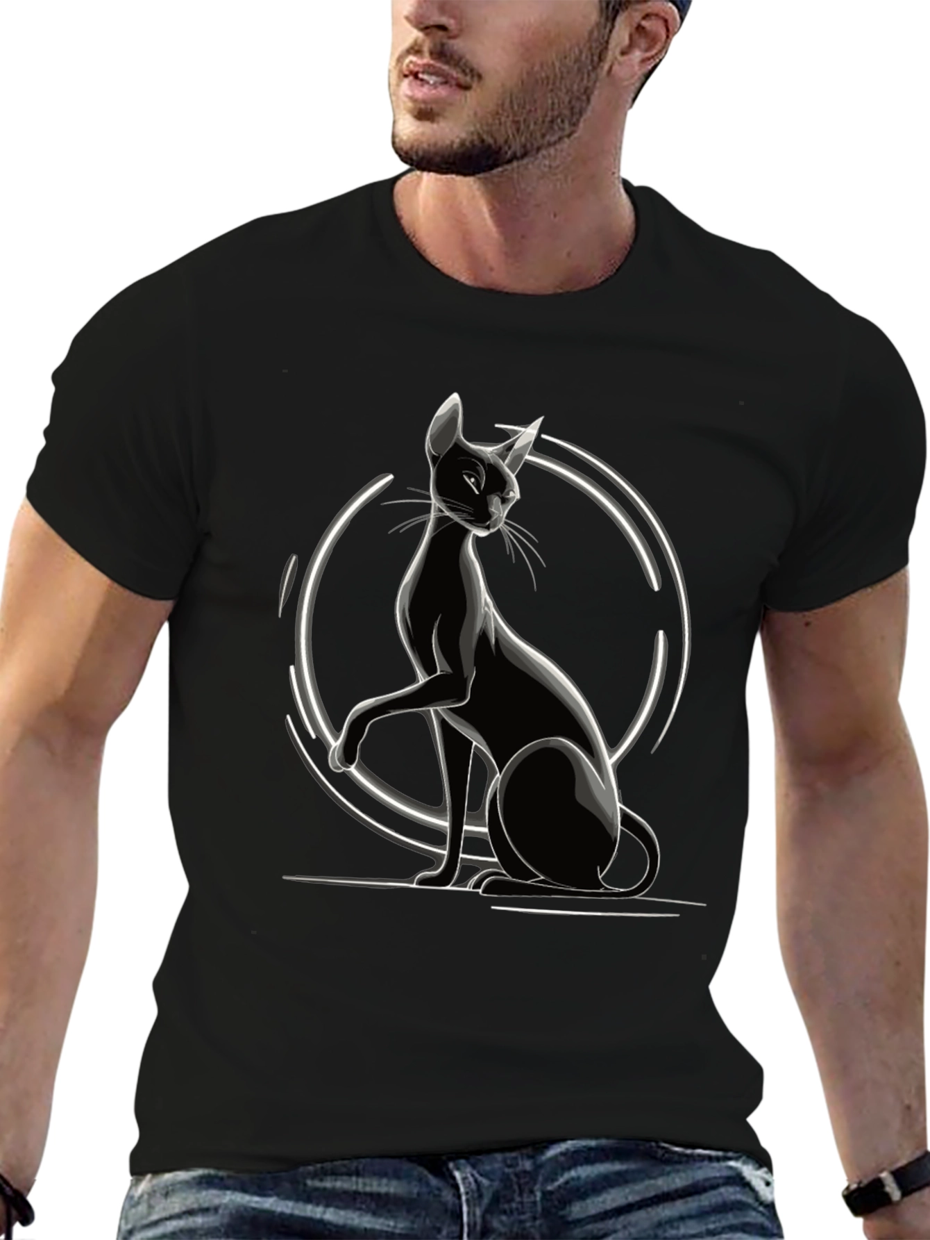 Sleek Black Cat Graphic Tee - Stylish Unisex T-Shirt