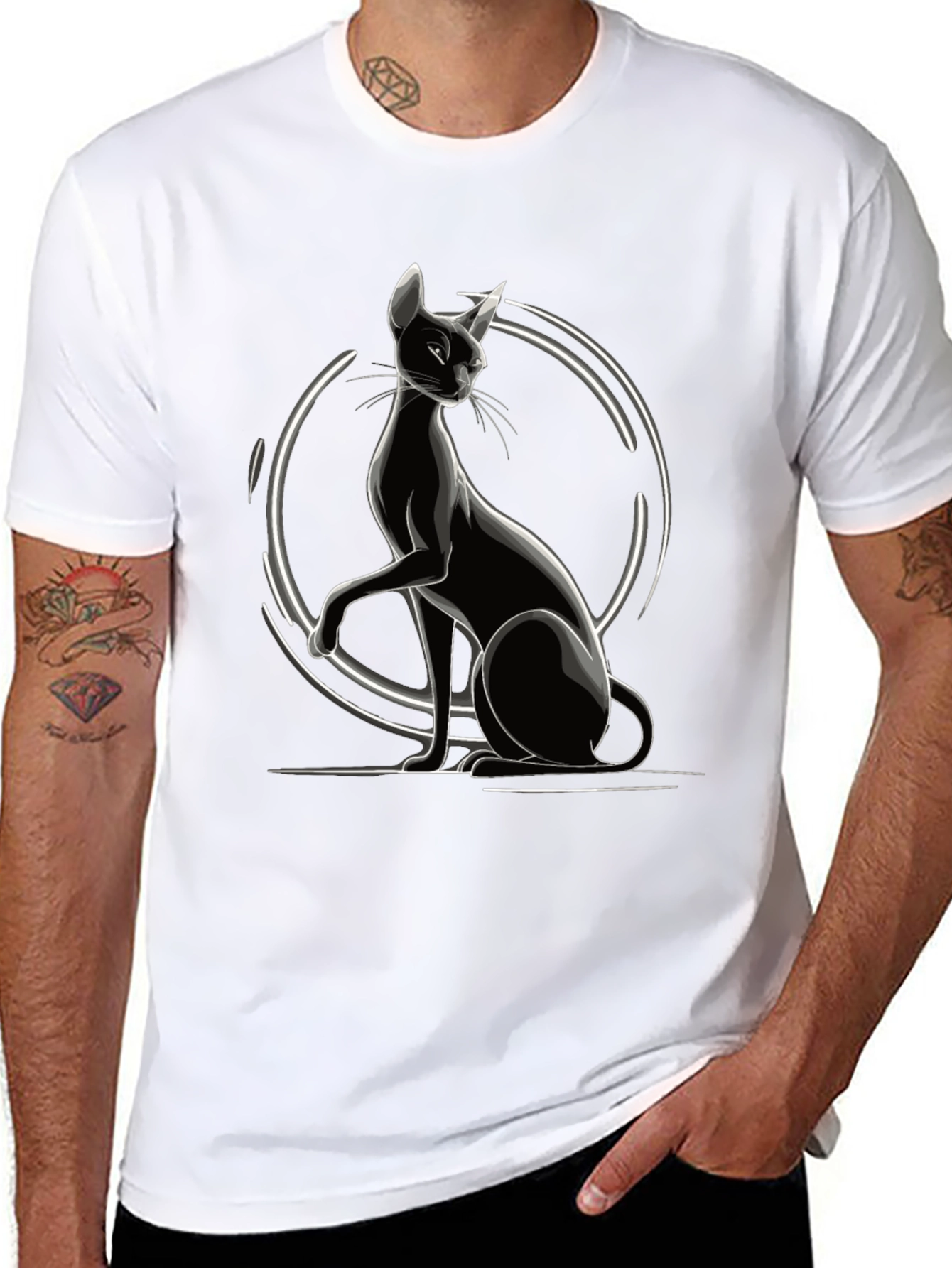Sleek Black Cat Graphic Tee - Stylish Unisex T-Shirt