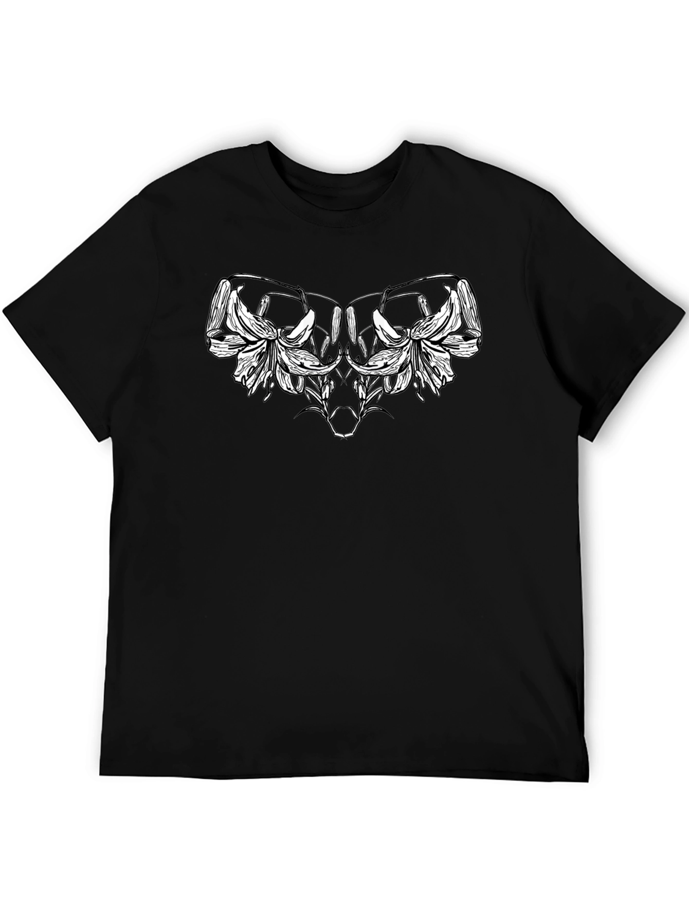 Floral Skull Graphic Tee - Black