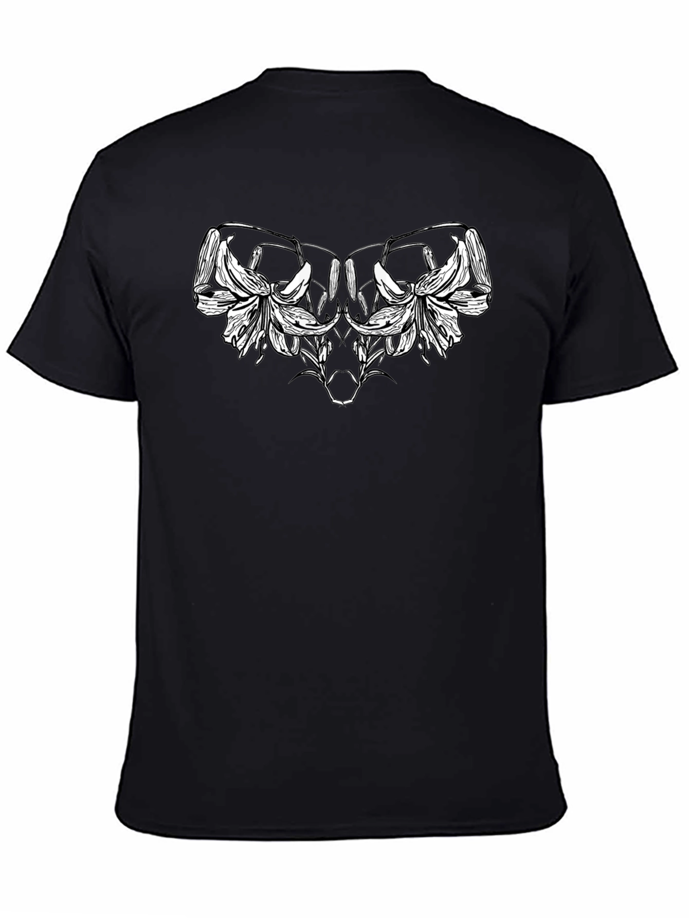 Floral Skull Graphic Tee - Black