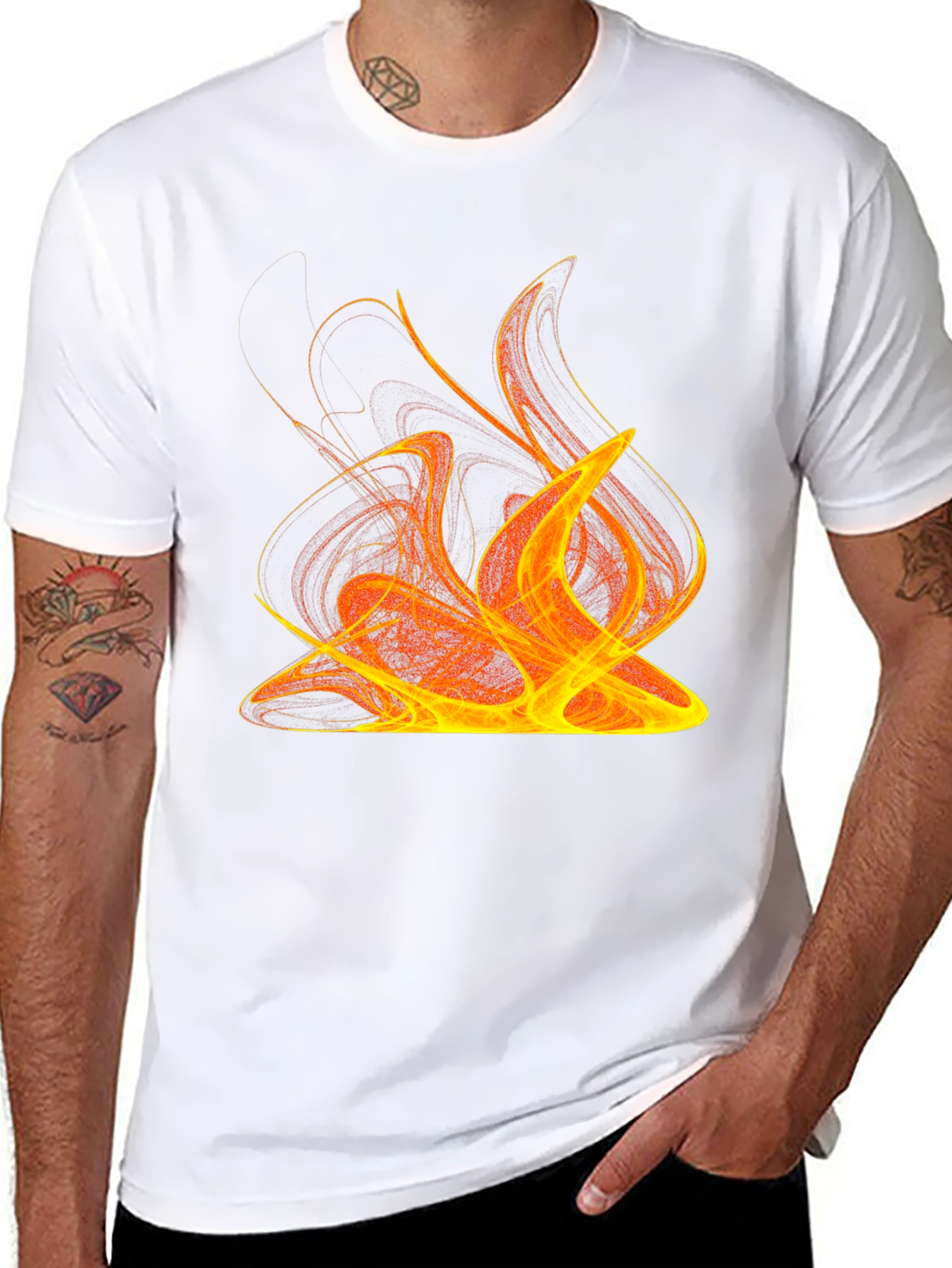 Fiery Graphic Print Tee - Bold Black T-Shirt