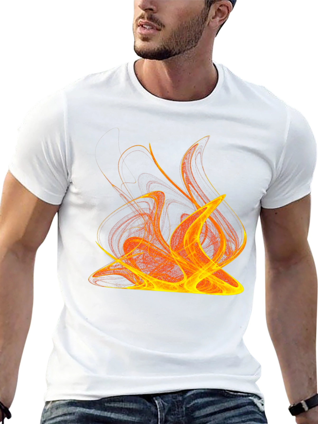 Fiery Graphic Print Tee - Bold Black T-Shirt