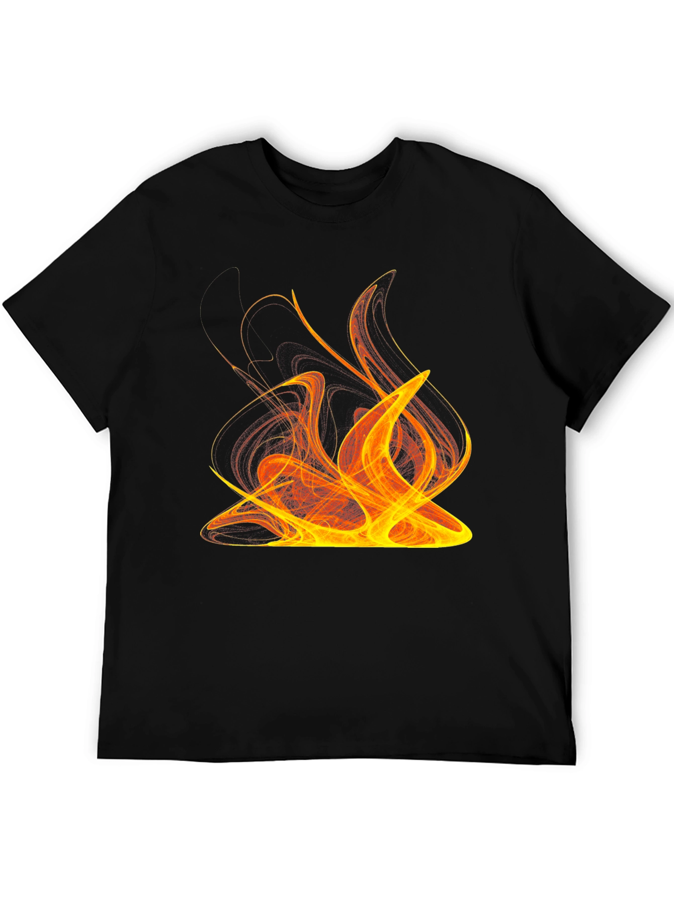 Fiery Graphic Print Tee - Bold Black T-Shirt