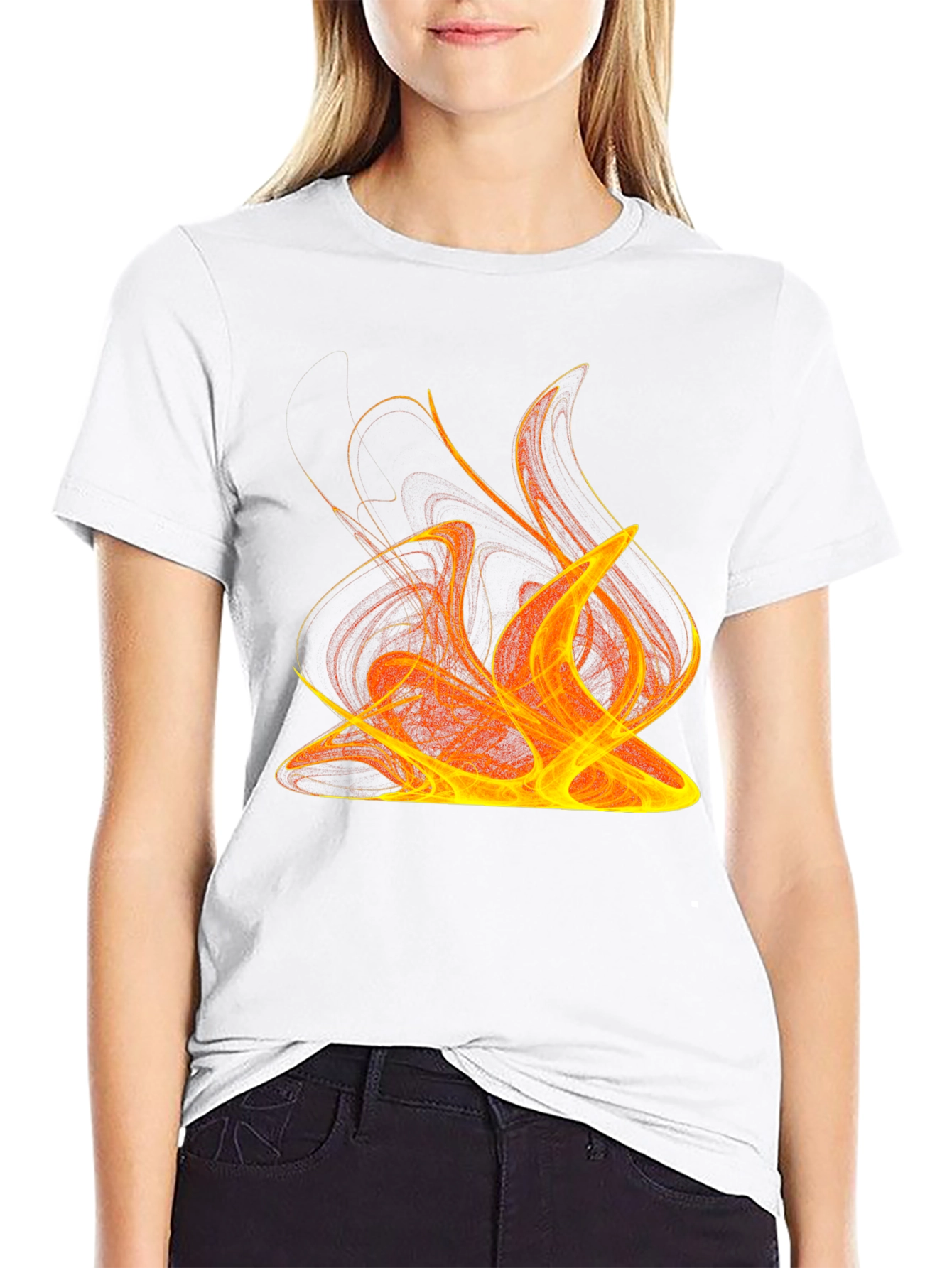 Fiery Graphic Print Tee - Bold Black T-Shirt
