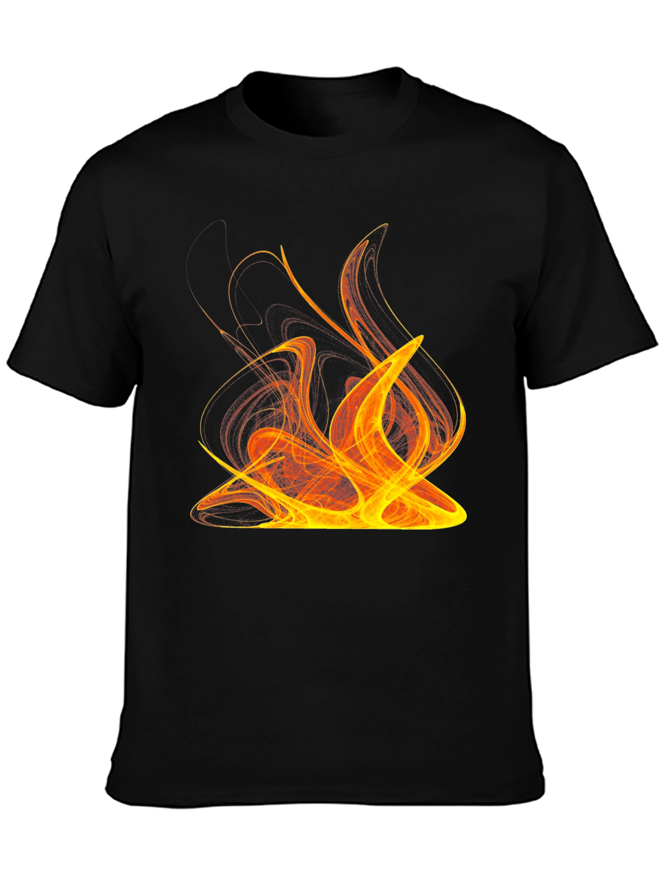 Fiery Graphic Print Tee - Bold Black T-Shirt