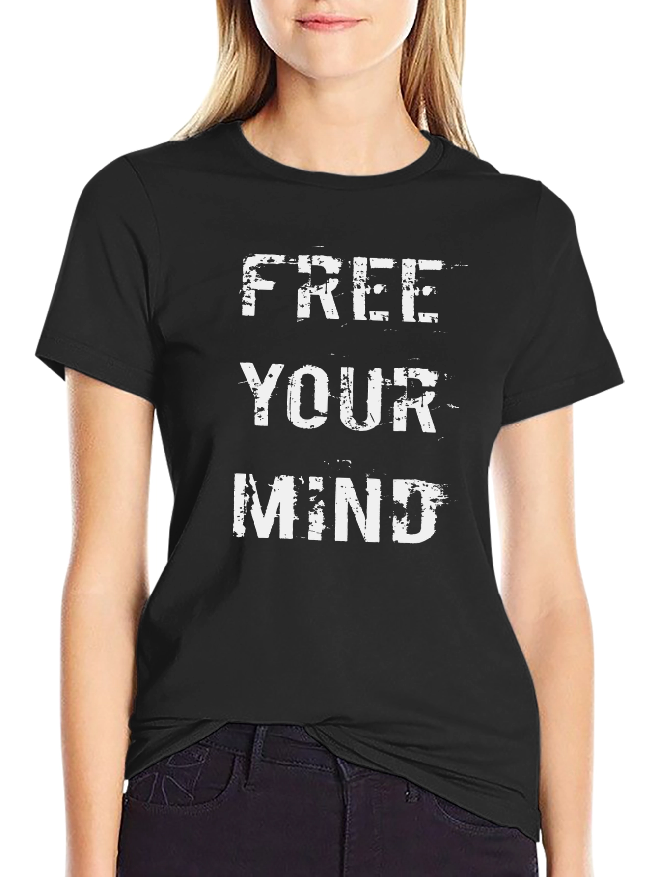 Free Your Mind Graphic Tee - Black Cotton T-Shirt