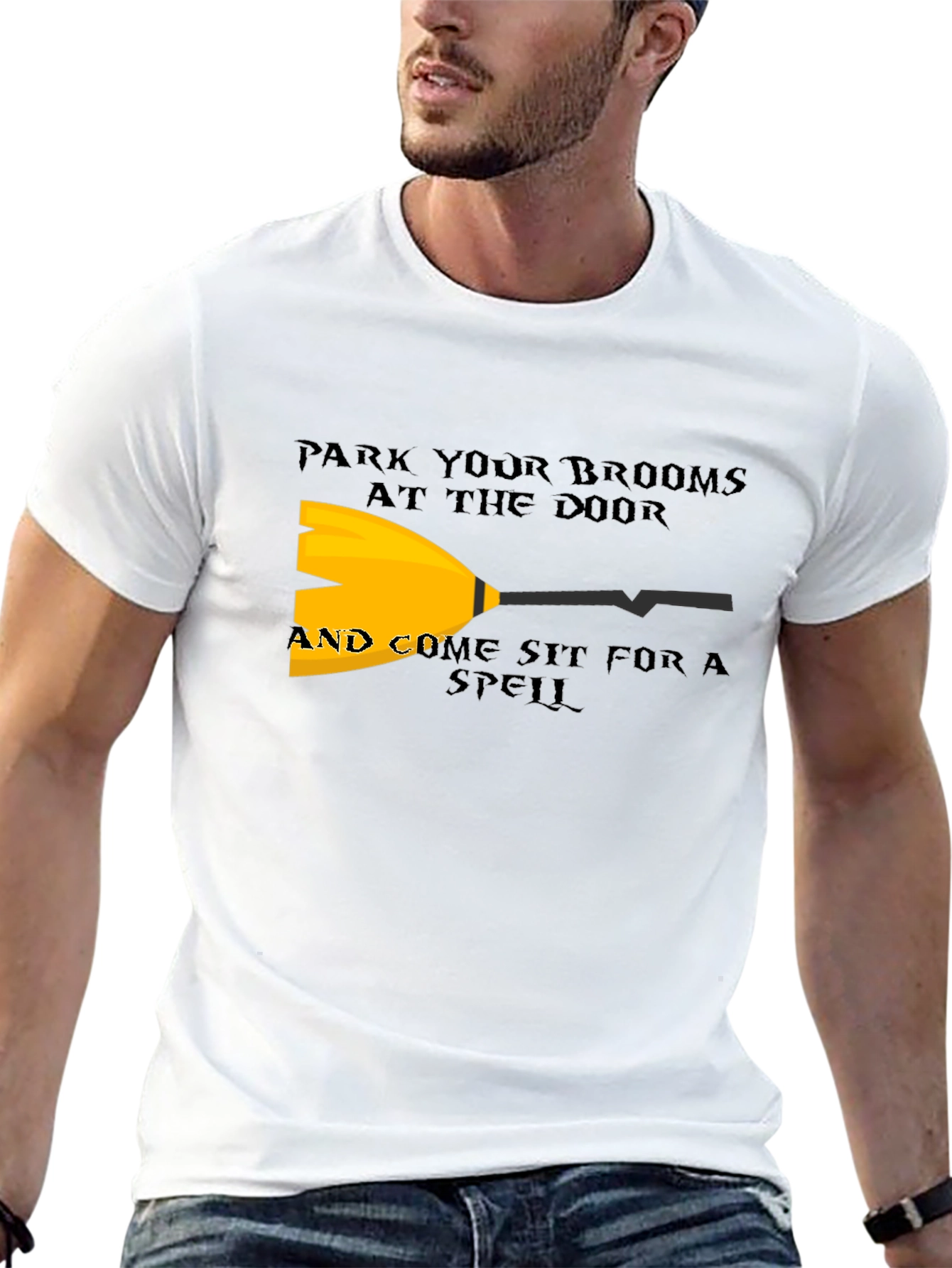 Park Your Brooms Graphic Tee - Halloween Witch T-Shirt