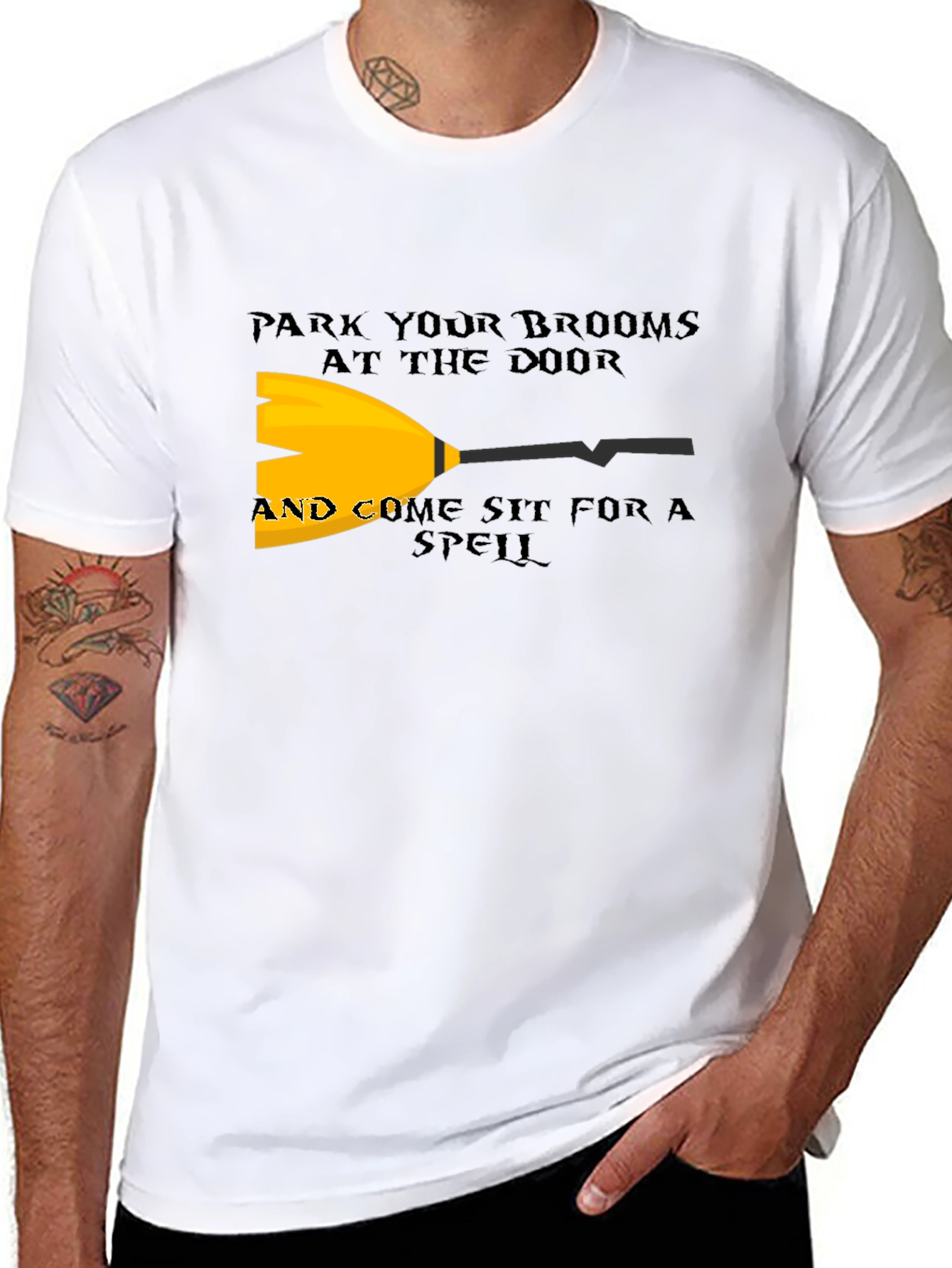 Park Your Brooms Graphic Tee - Halloween Witch T-Shirt