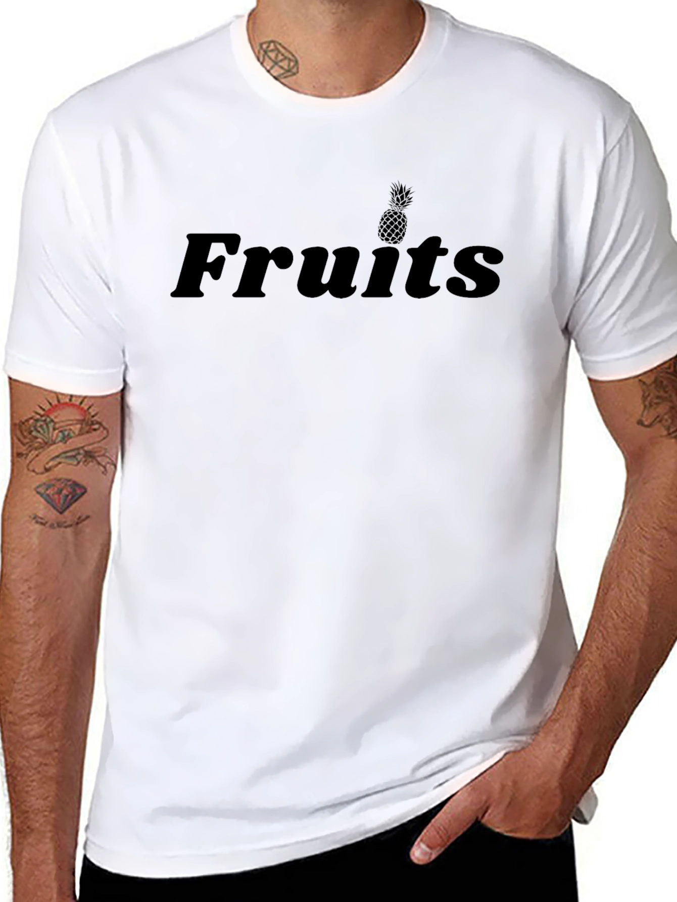 Fruits Pineapple Graphic Black Tee