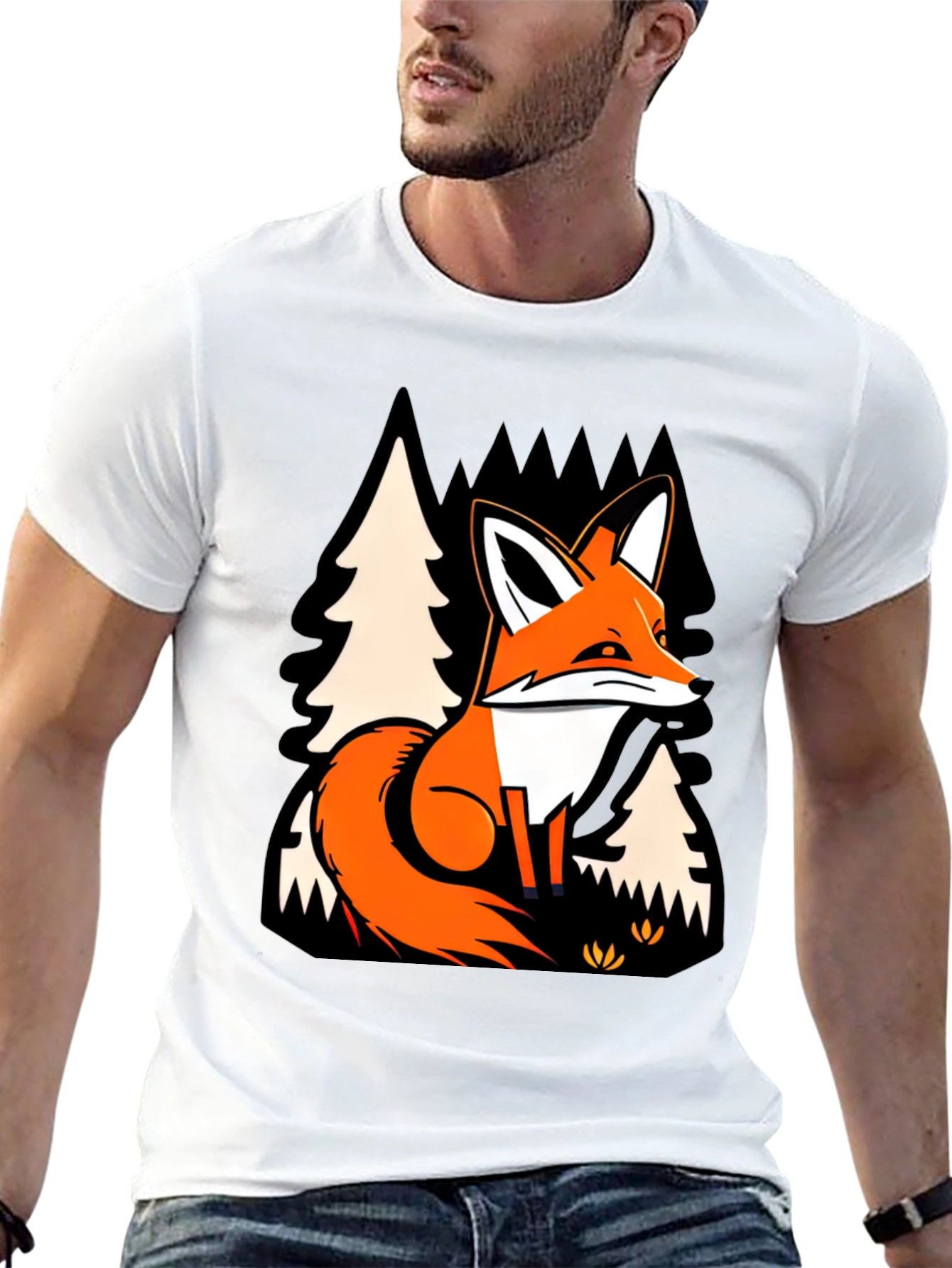 Fox in Forest Graphic Print T-Shirt