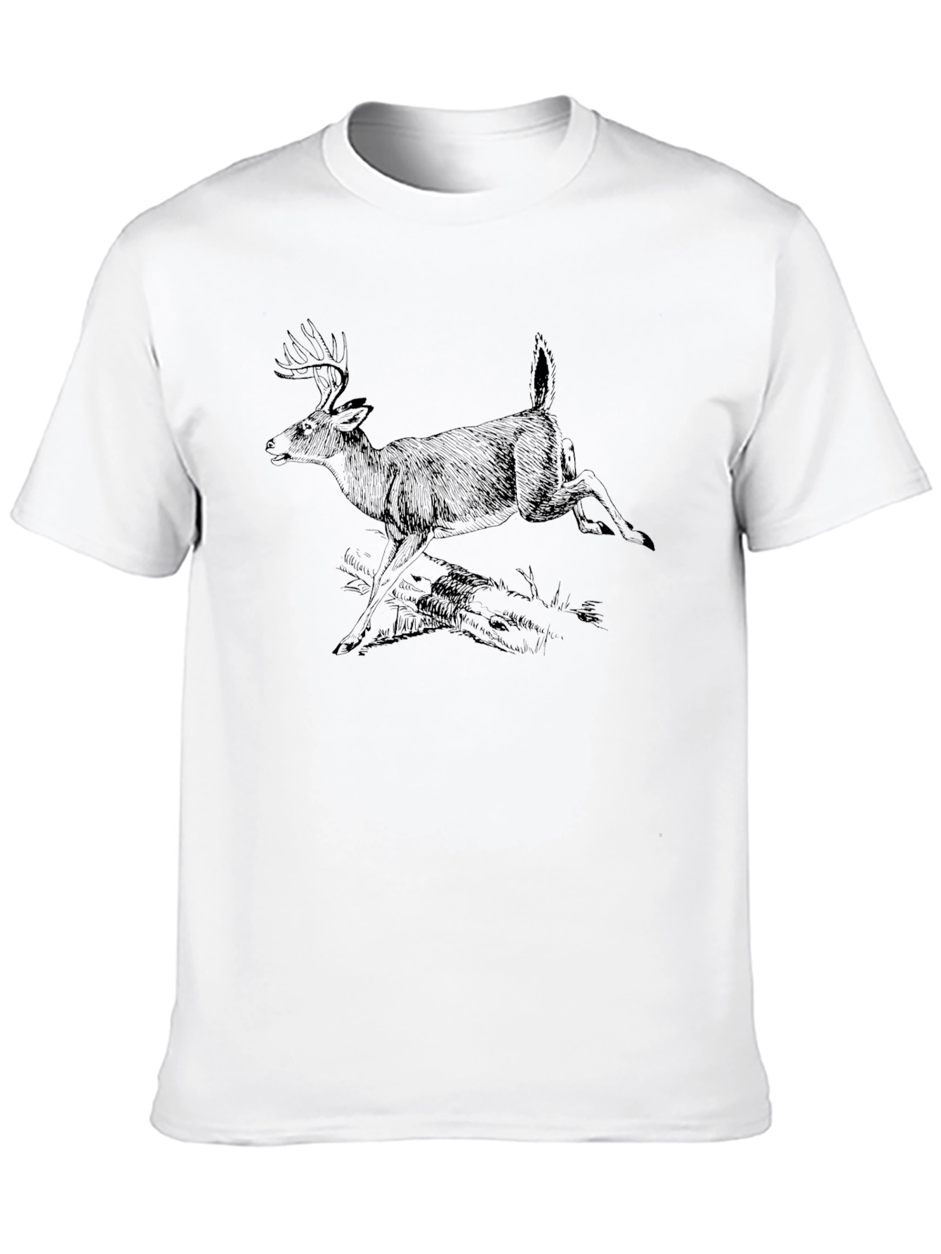 Deer Graphic Tee - Black Cotton T-Shirt