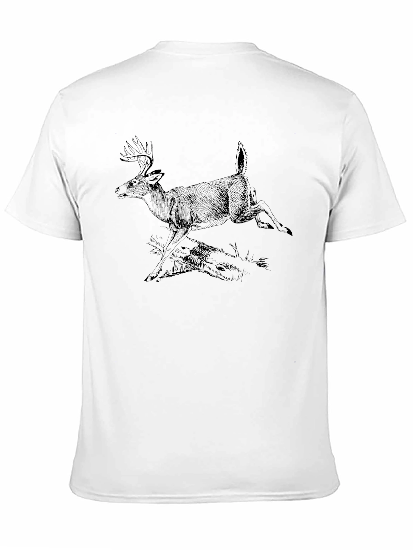 Deer Graphic Tee - Black Cotton T-Shirt