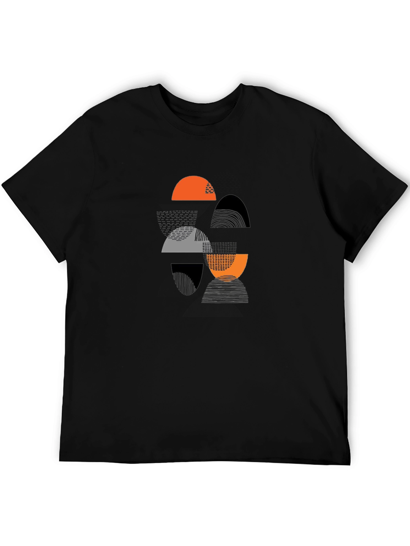 Geometric Print Black T-Shirt - Modern Casual Wear