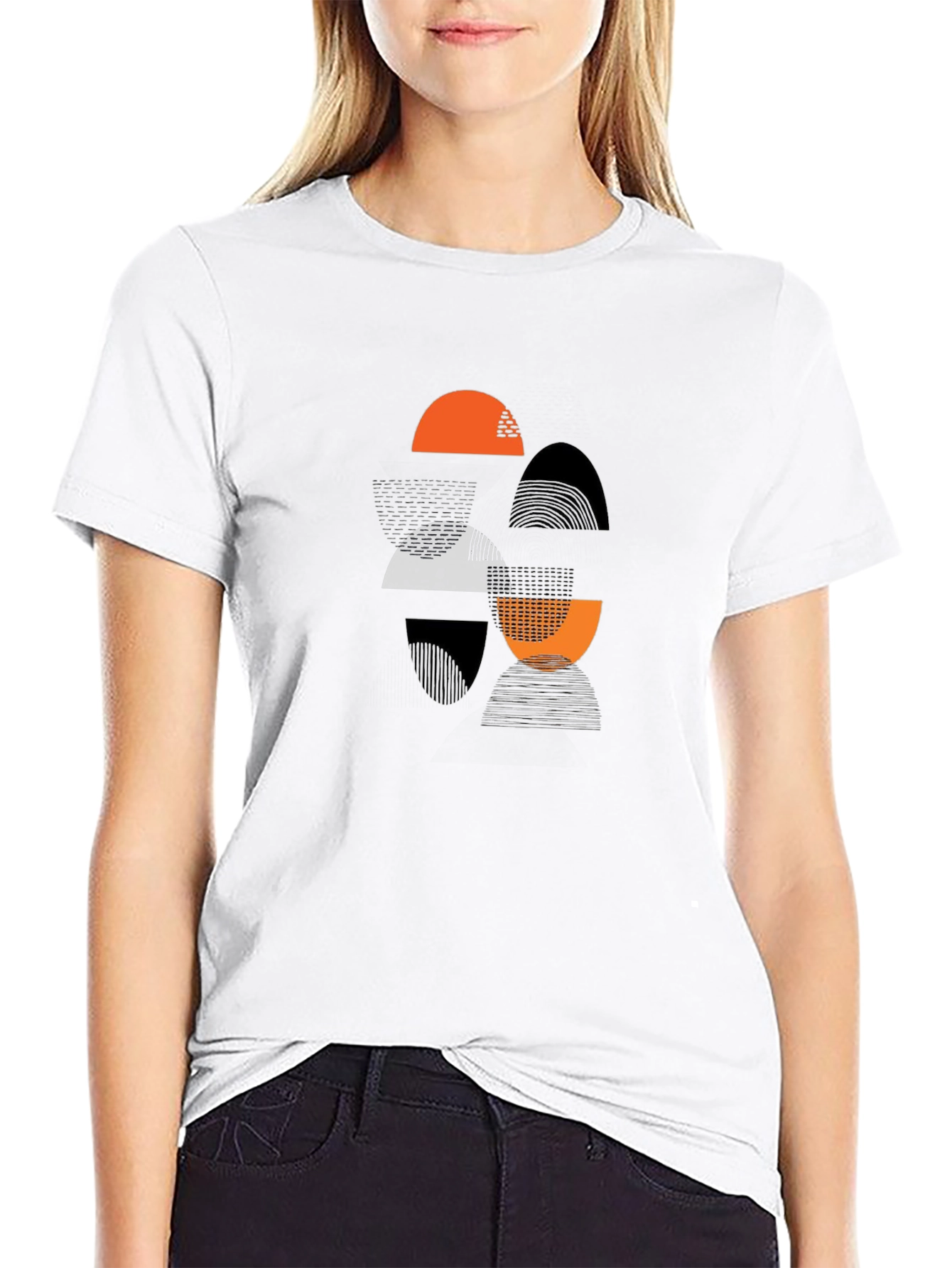 Geometric Print Black T-Shirt - Modern Casual Wear