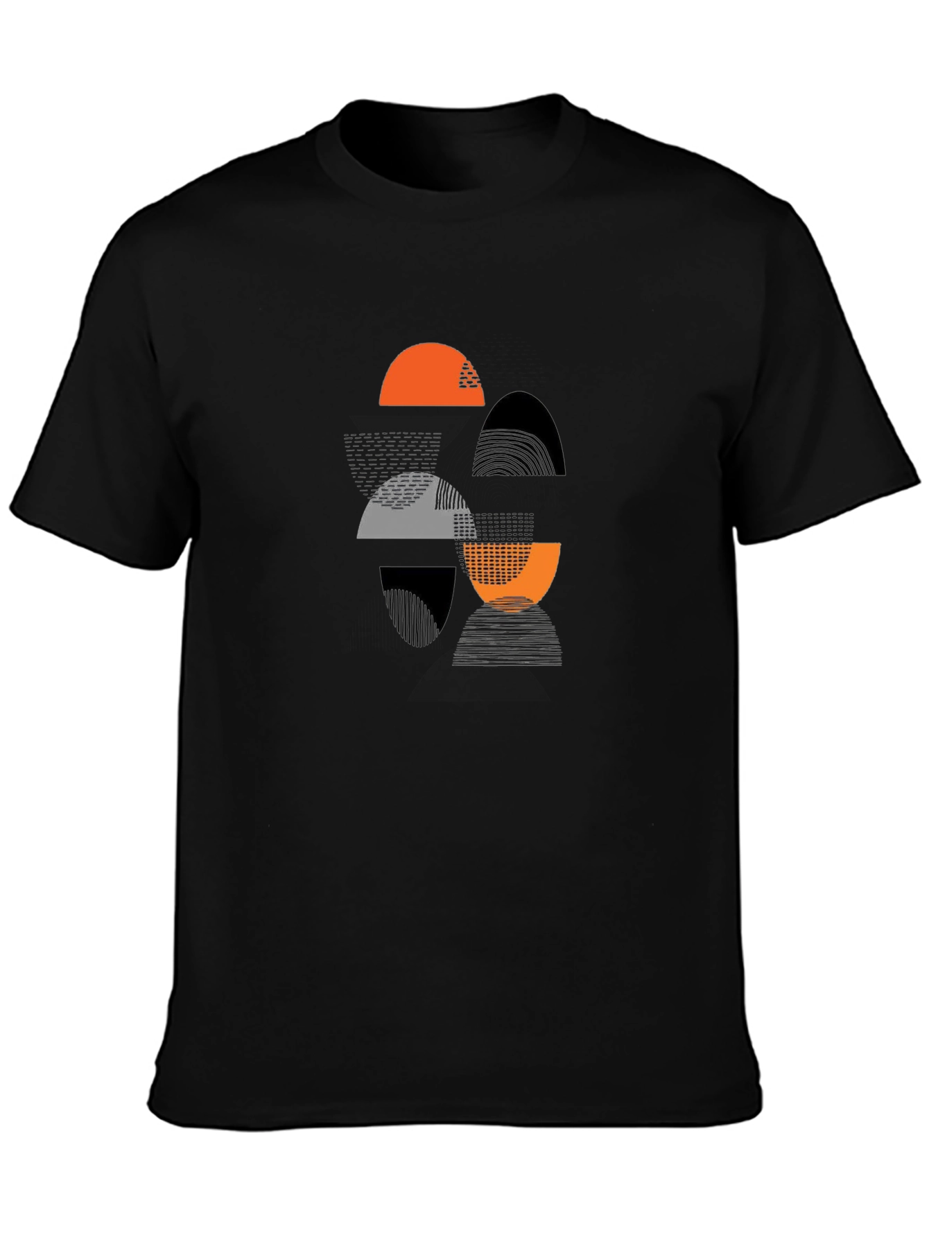 Geometric Print Black T-Shirt - Modern Casual Wear