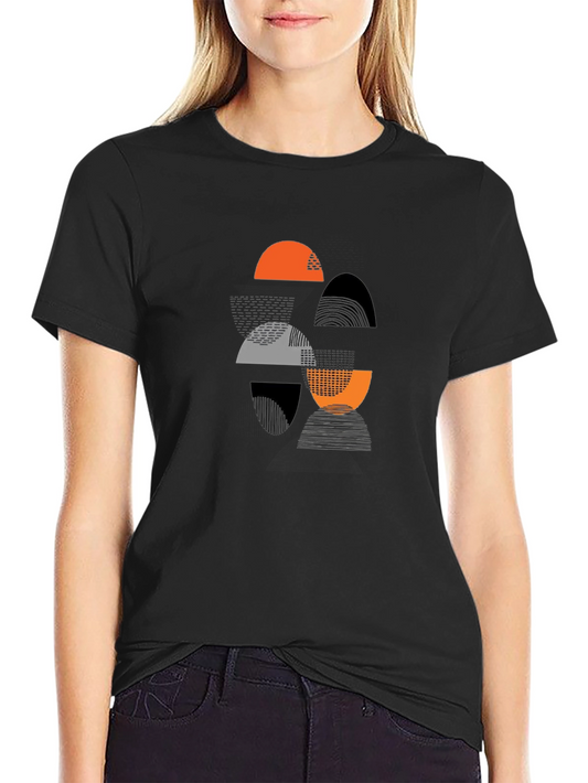 Geometric Print Black T-Shirt - Modern Casual Wear