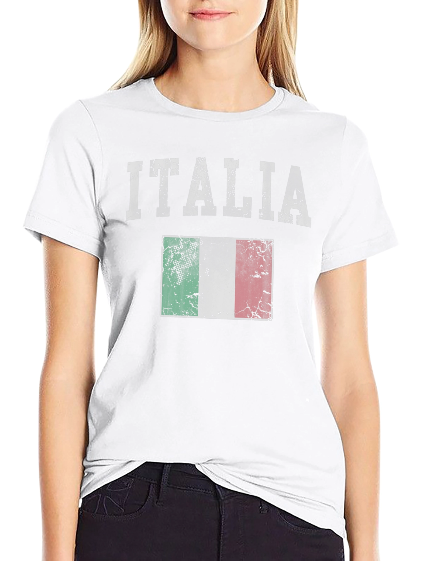 Italia Flag Graphic Tee - Distressed Print