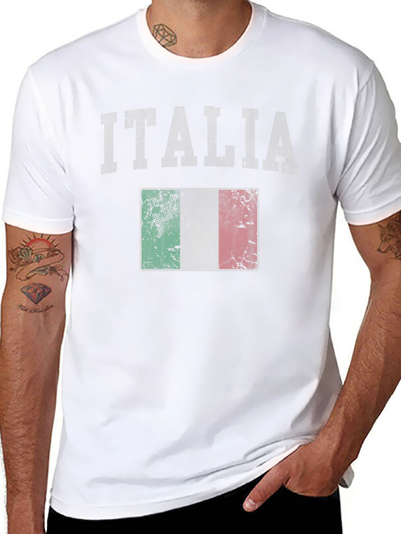 Italia Flag Graphic Tee - Distressed Print