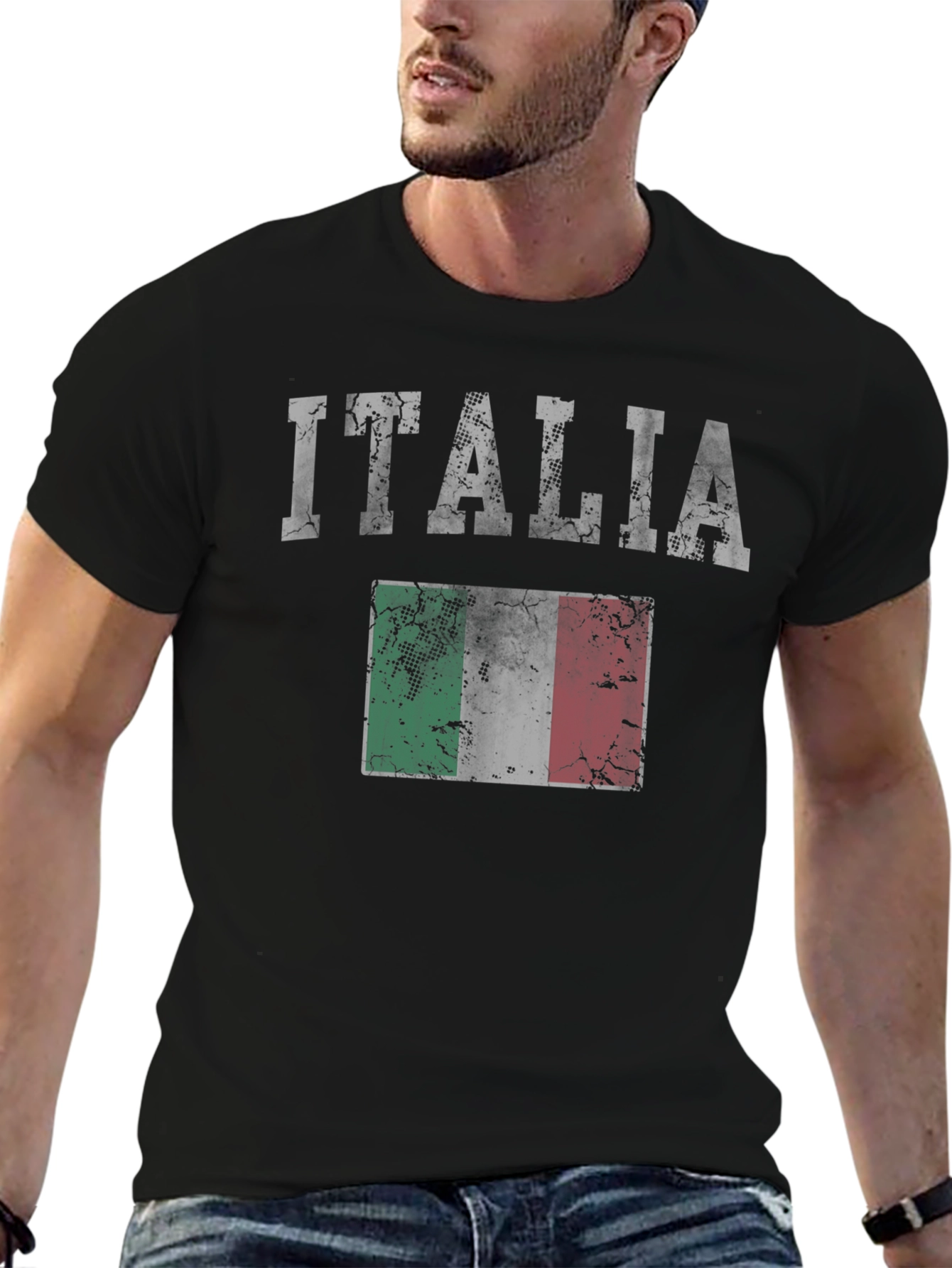 Italia Flag Graphic Tee - Distressed Print