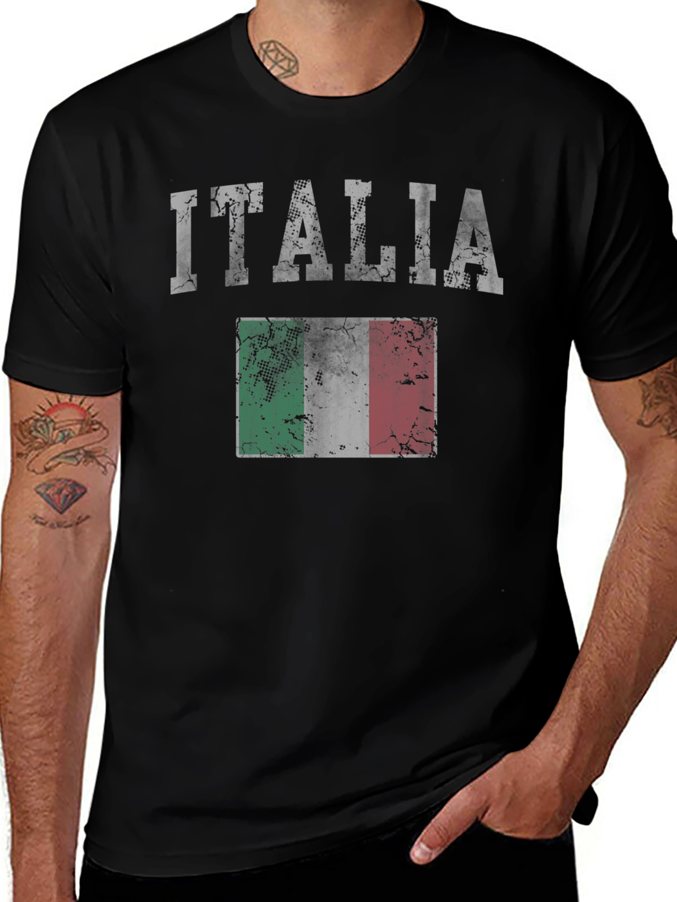 Italia Flag Graphic Tee - Distressed Print