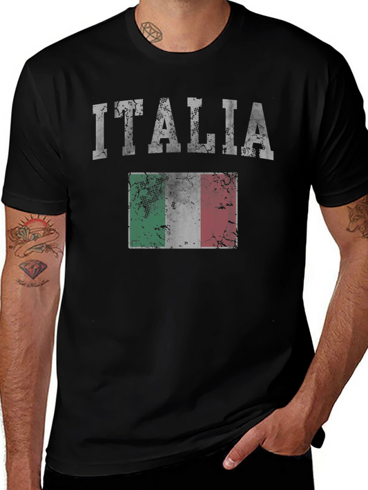 Italia Flag Graphic Tee - Distressed Print